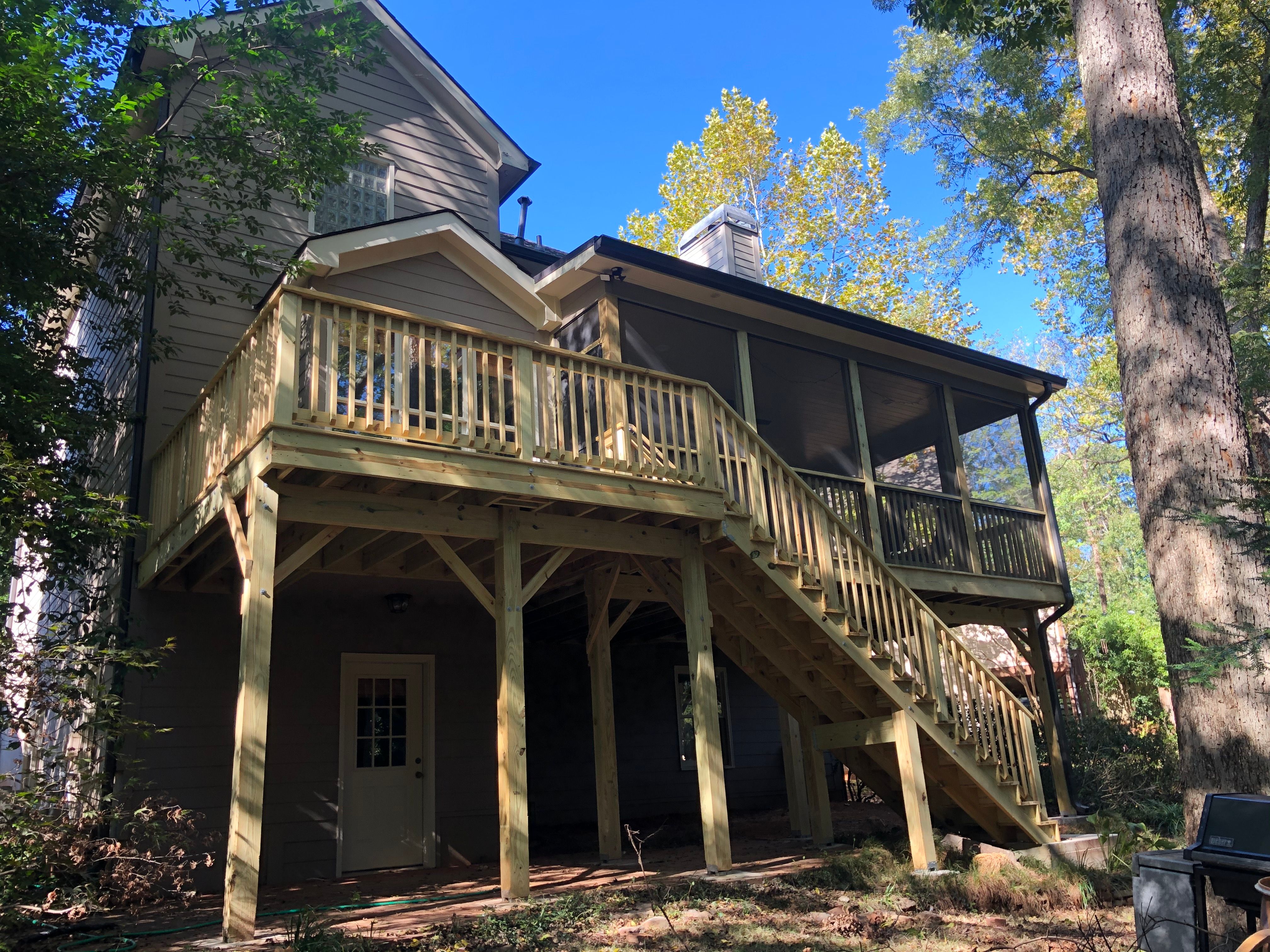 Elevated Screened-In Porch and Custom Wood Deck in Decatur by Swift Home Renovations 