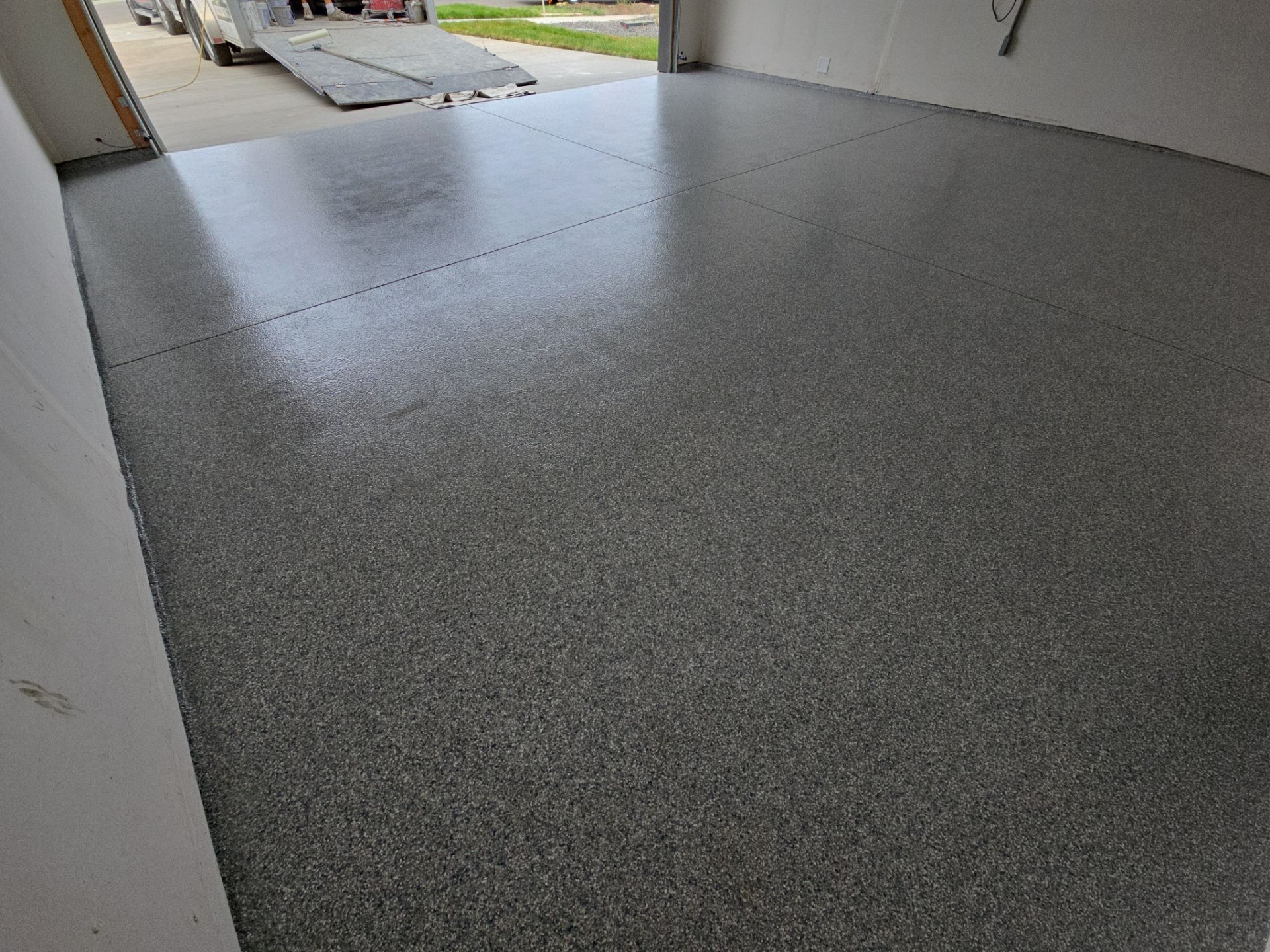 Garage Transformation using Trail Mix 1/8" Chip by Croc Coatings, LLC