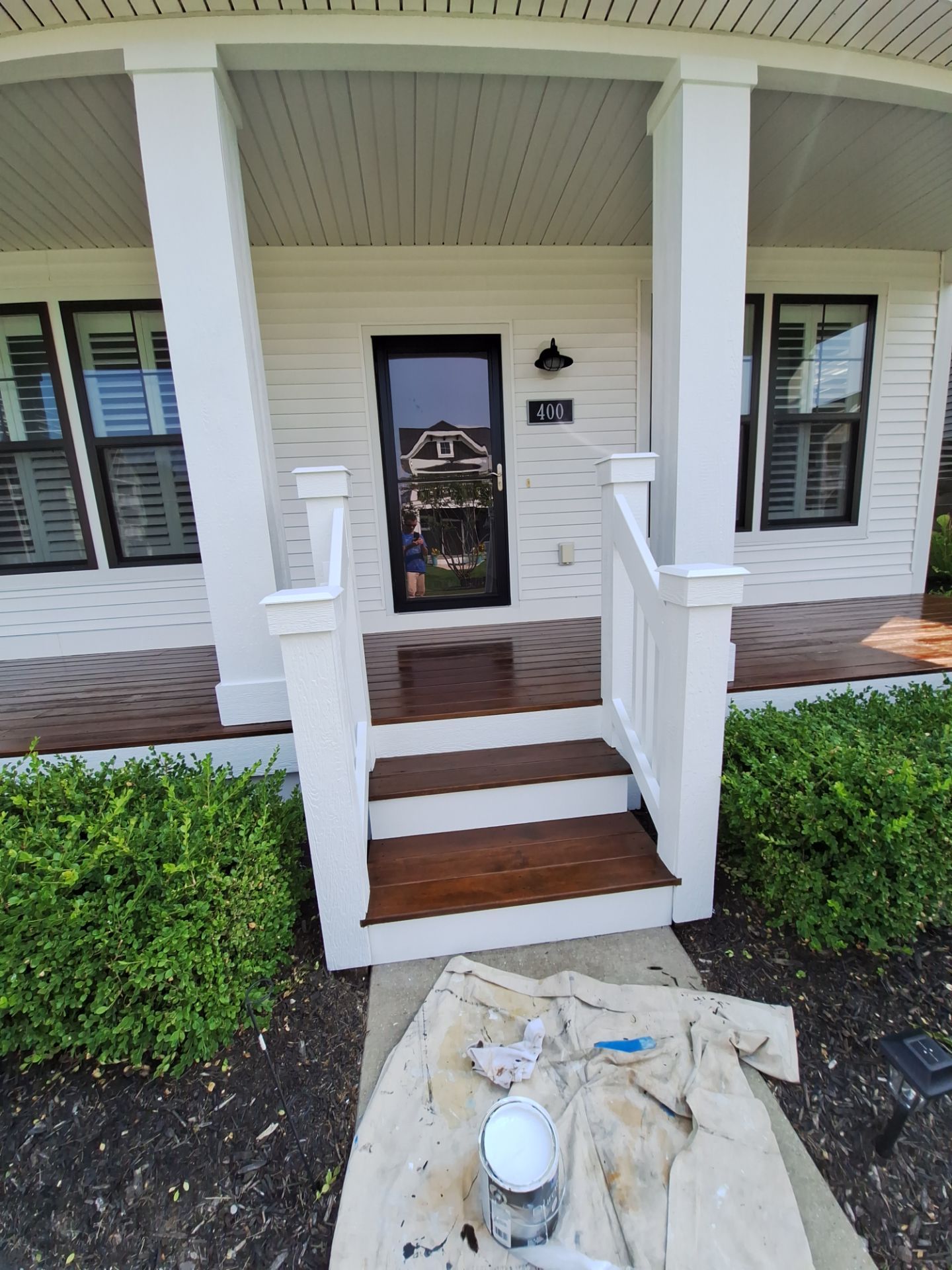 Freshly Stained Deck with Painted Railings by Gordon Painting