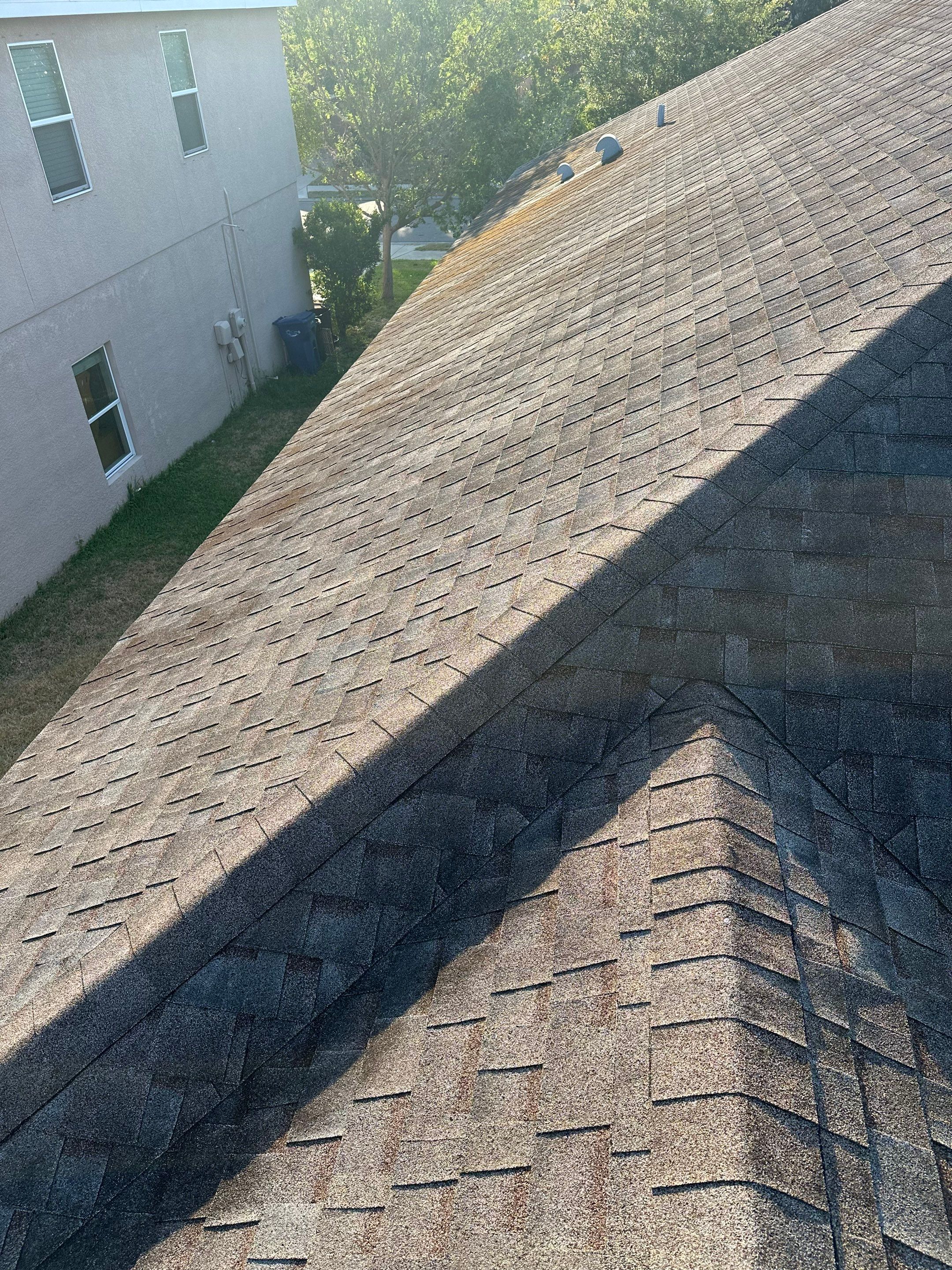 Asphalt Shingle Roof Soft Wash Cleaning & Concrete Pressure Washing in CopperStone Community, Parrish, FL by Sunshine AquaWash