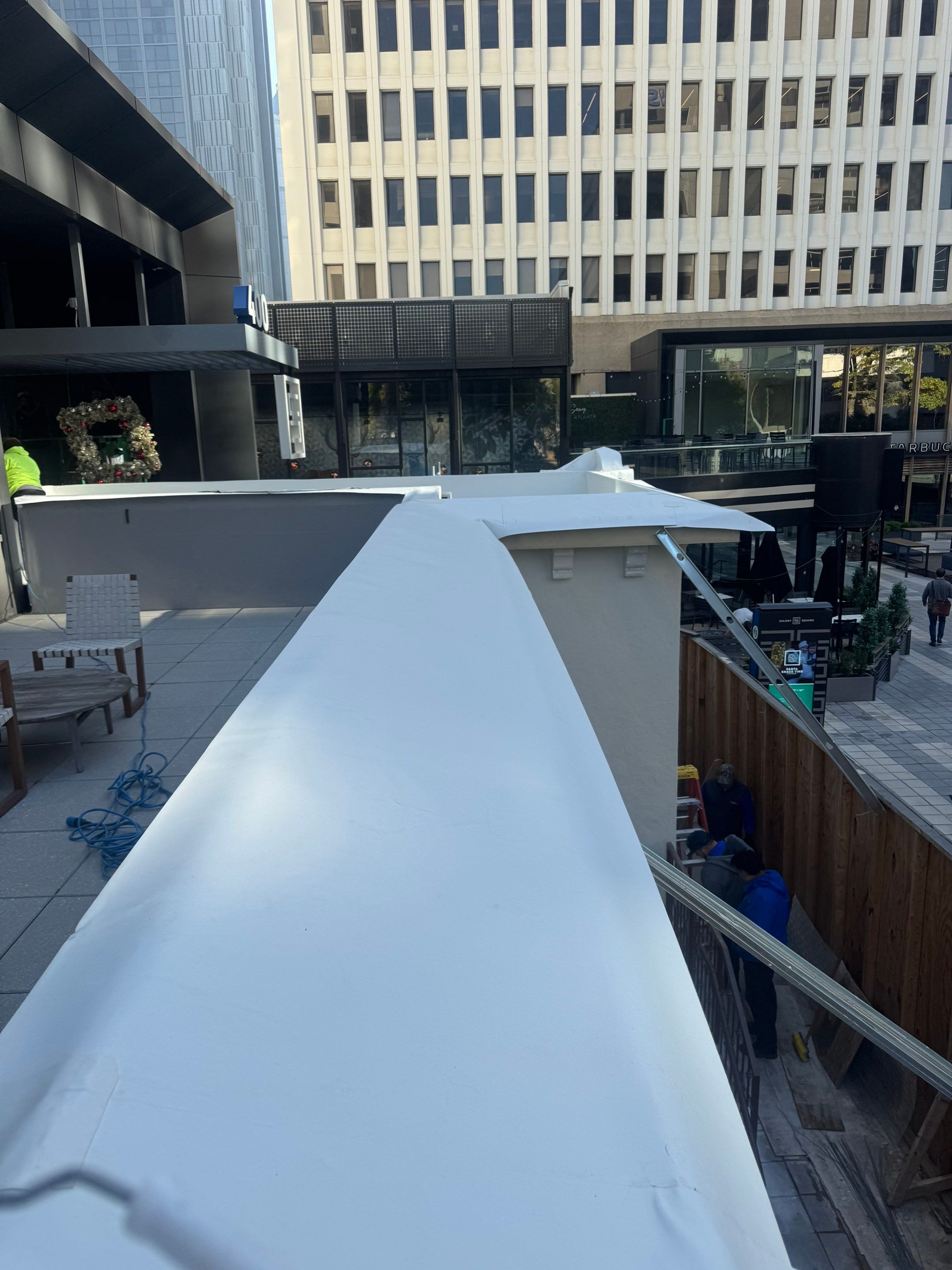 Spanish Tile & TPO Roofing Installation – Cuevacia Restaurant | Colony Square Midtown Atlanta by Mosaic Roofing Company