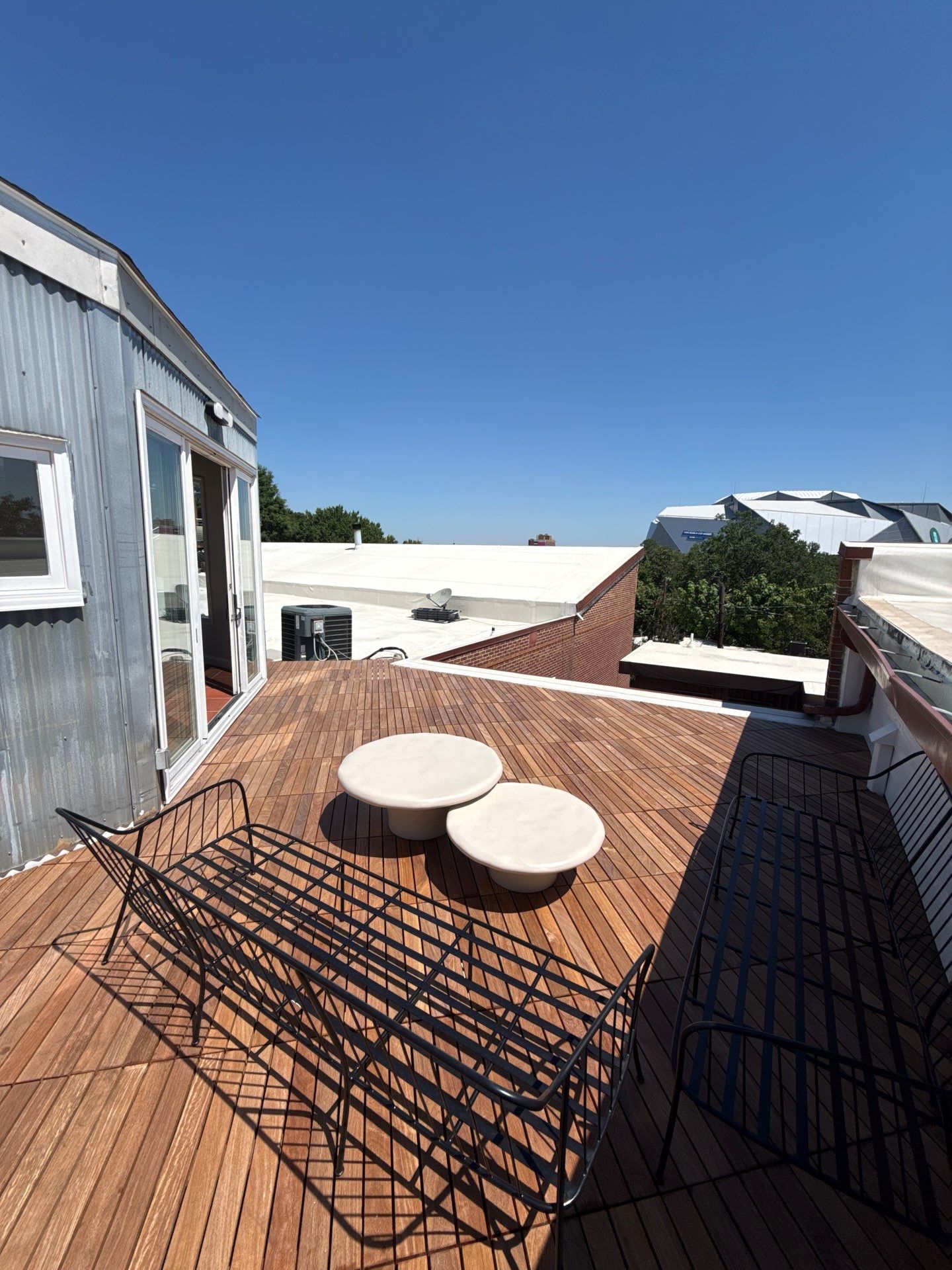 Atlanta Rooftop Deck Renovation with Modular Wood Slat Tiles by Swift Home Renovations