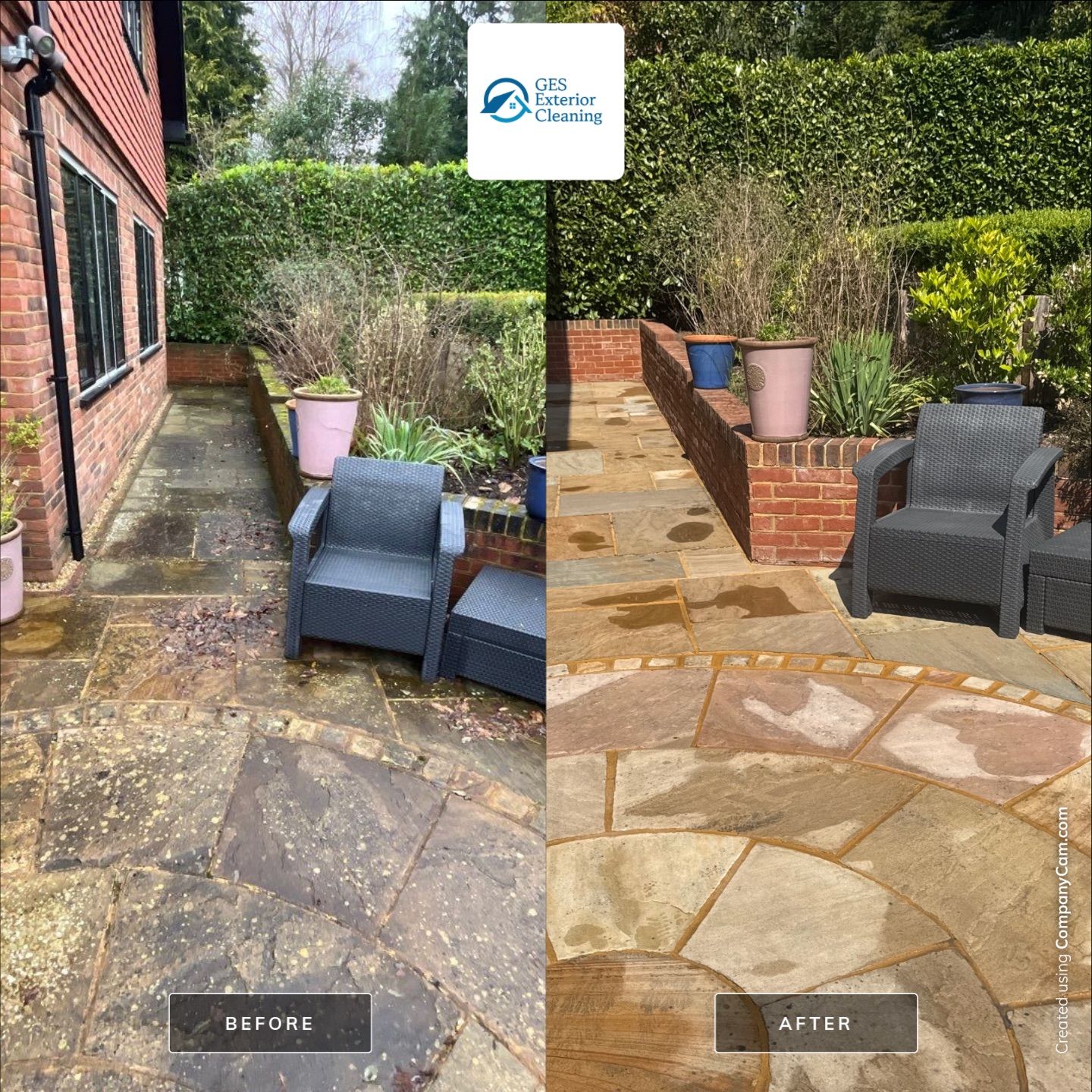 Patio Area Spring Clean using 18inch Whirlaway FSC by Ges Exterior Cleaning ltd