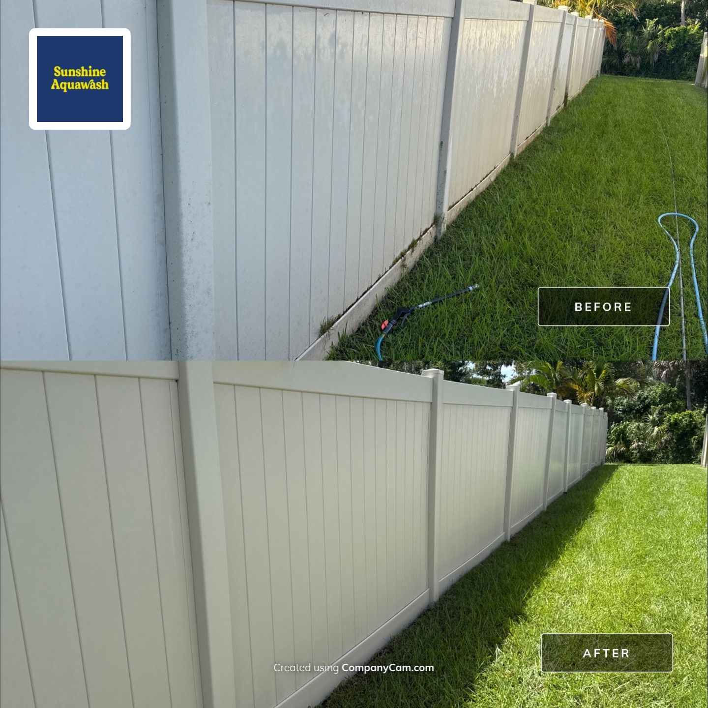 2-Story Stucco House Wash & Tan Vinyl Fence Cleaning | Sheffield Glen Palmetto, FL by Sunshine AquaWash