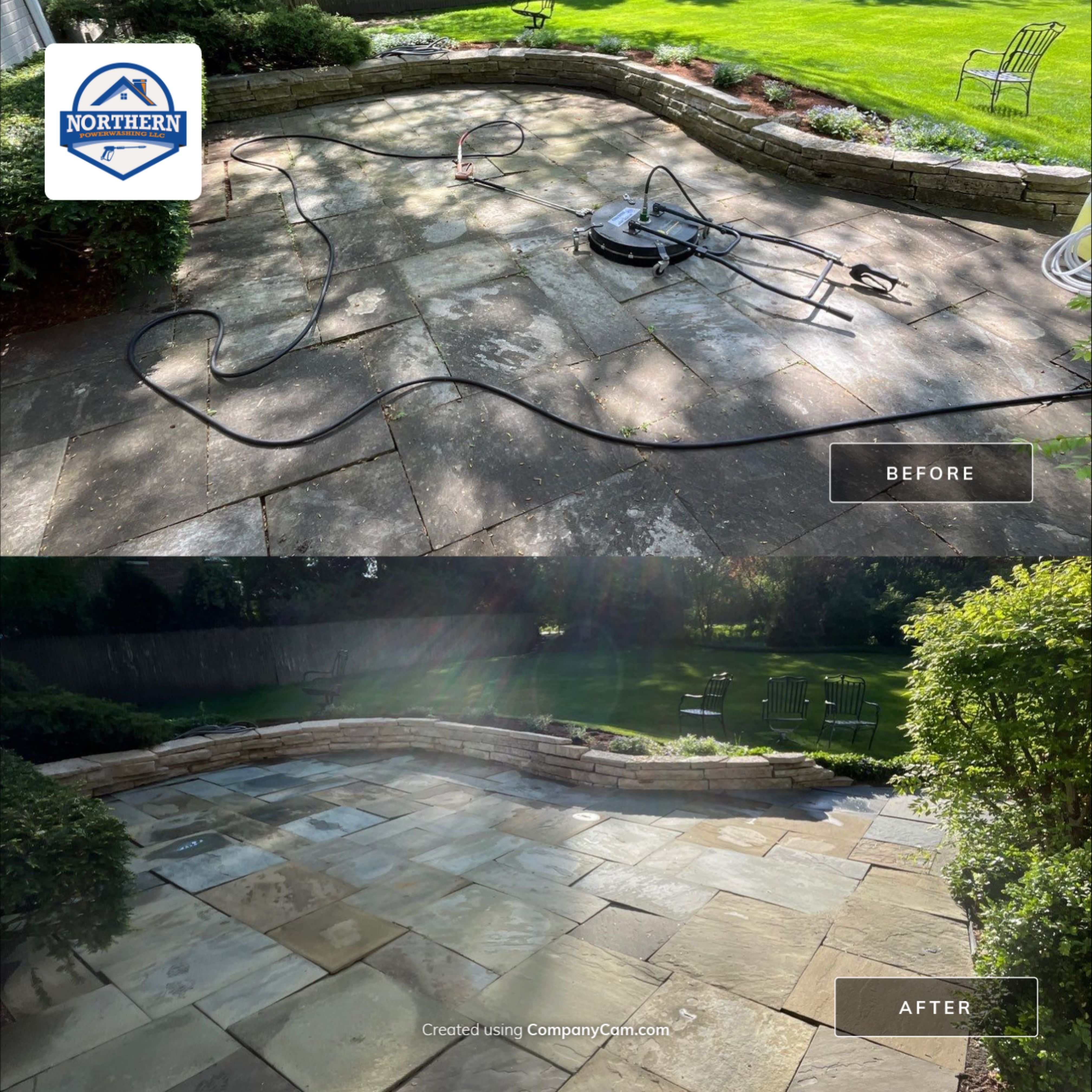 natural stone using Algaecide, soft wash soap by Northern Power Washing LLC.