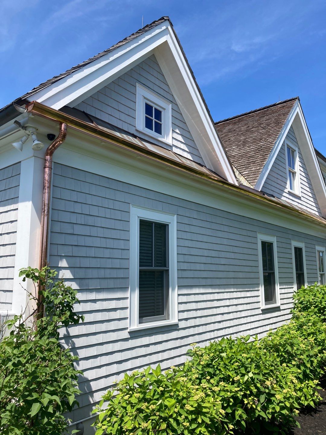 Buzzard's Bay Gutter Installation using 6" Half Round Copper Gutter by Gutter Pro Enterprises