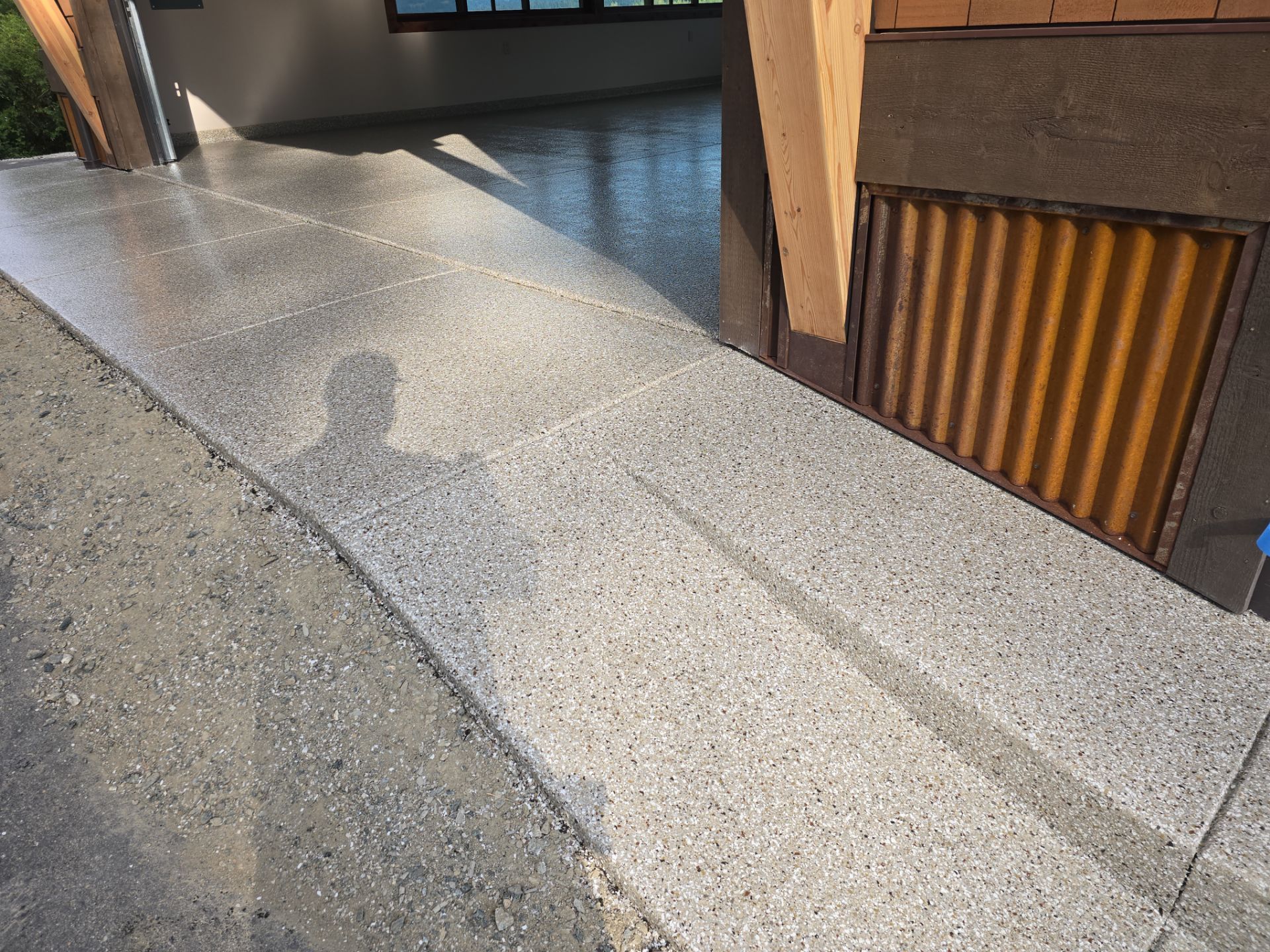 Garage Transformation using Pebble Beach by Croc Coatings, LLC