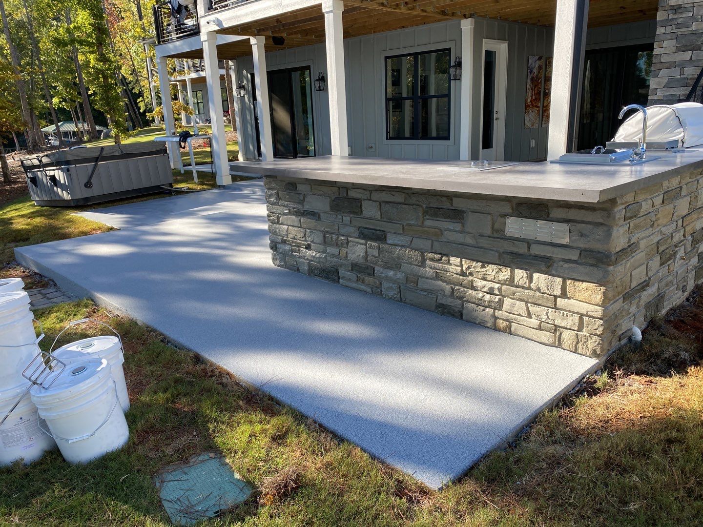 Outdoor Kitchen on Lake Keowee by Xtreme Concrete Services