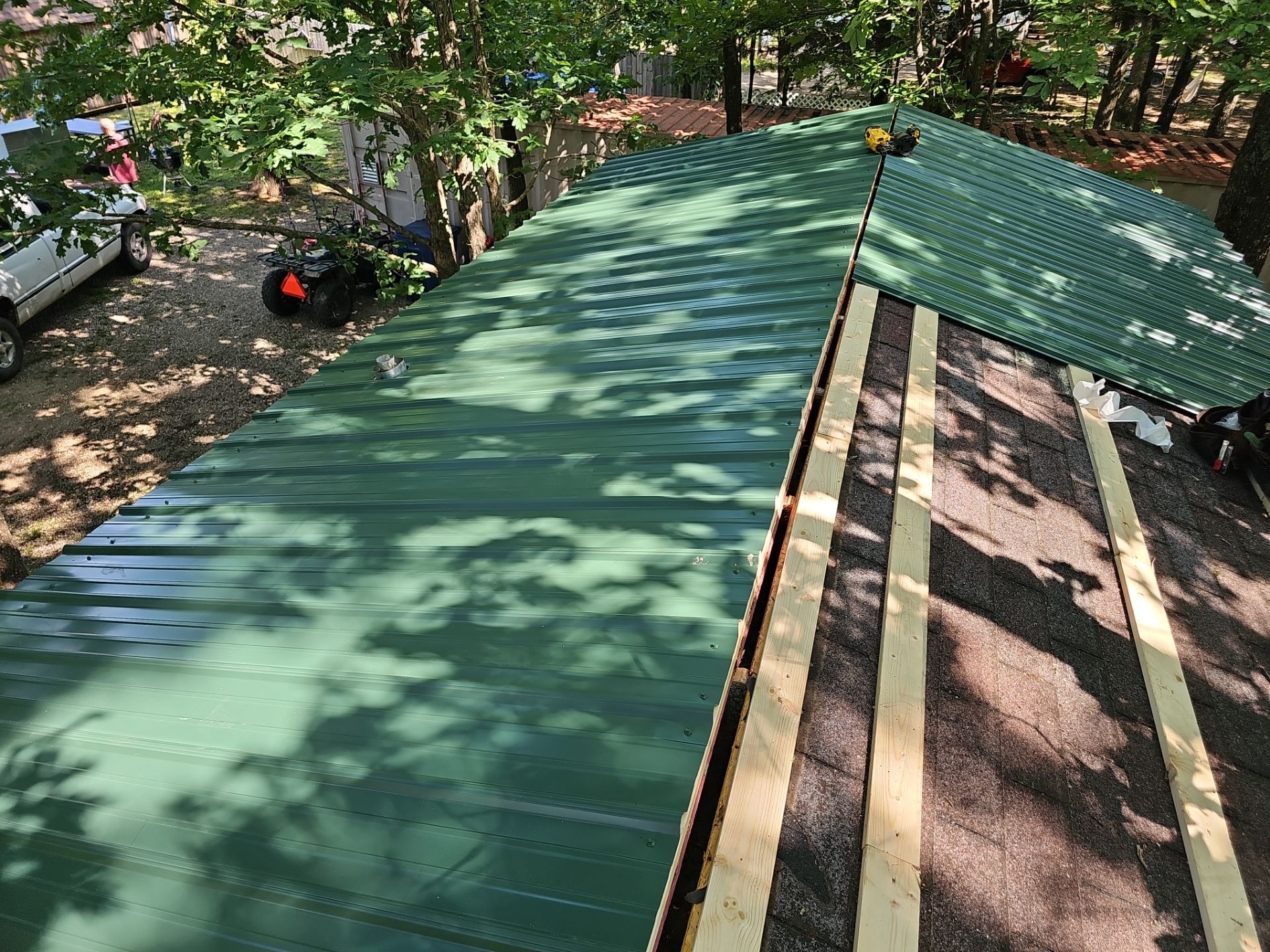 Residential Roofing Install - 26 Gauge G-Rib Metal - Color Evergreen  by Titan Commercial & Residential Roofing 