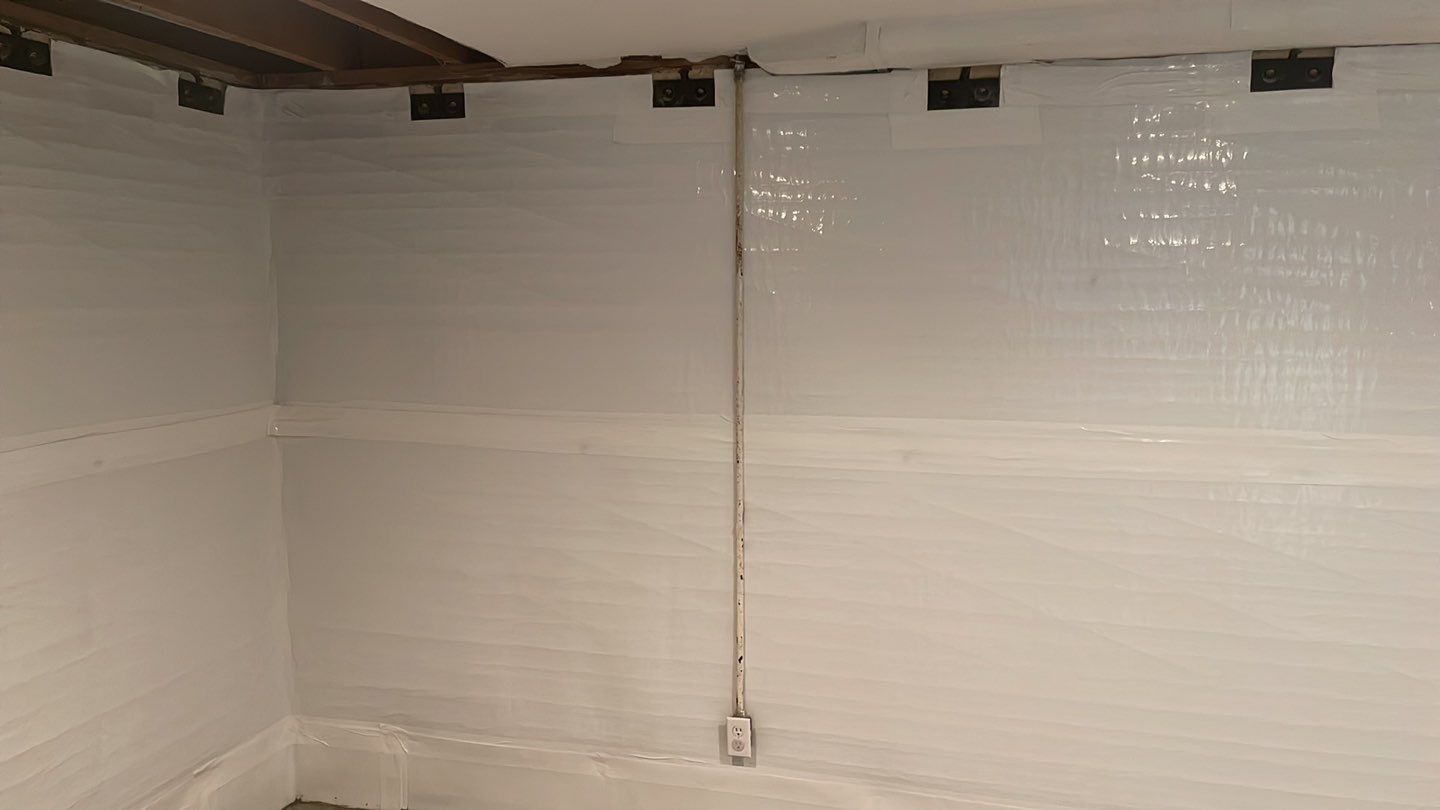 Embedded Fiber Reinforcement and Basement Waterproofing using GrateDrain Waterproofing System by Toledo Basement Repair