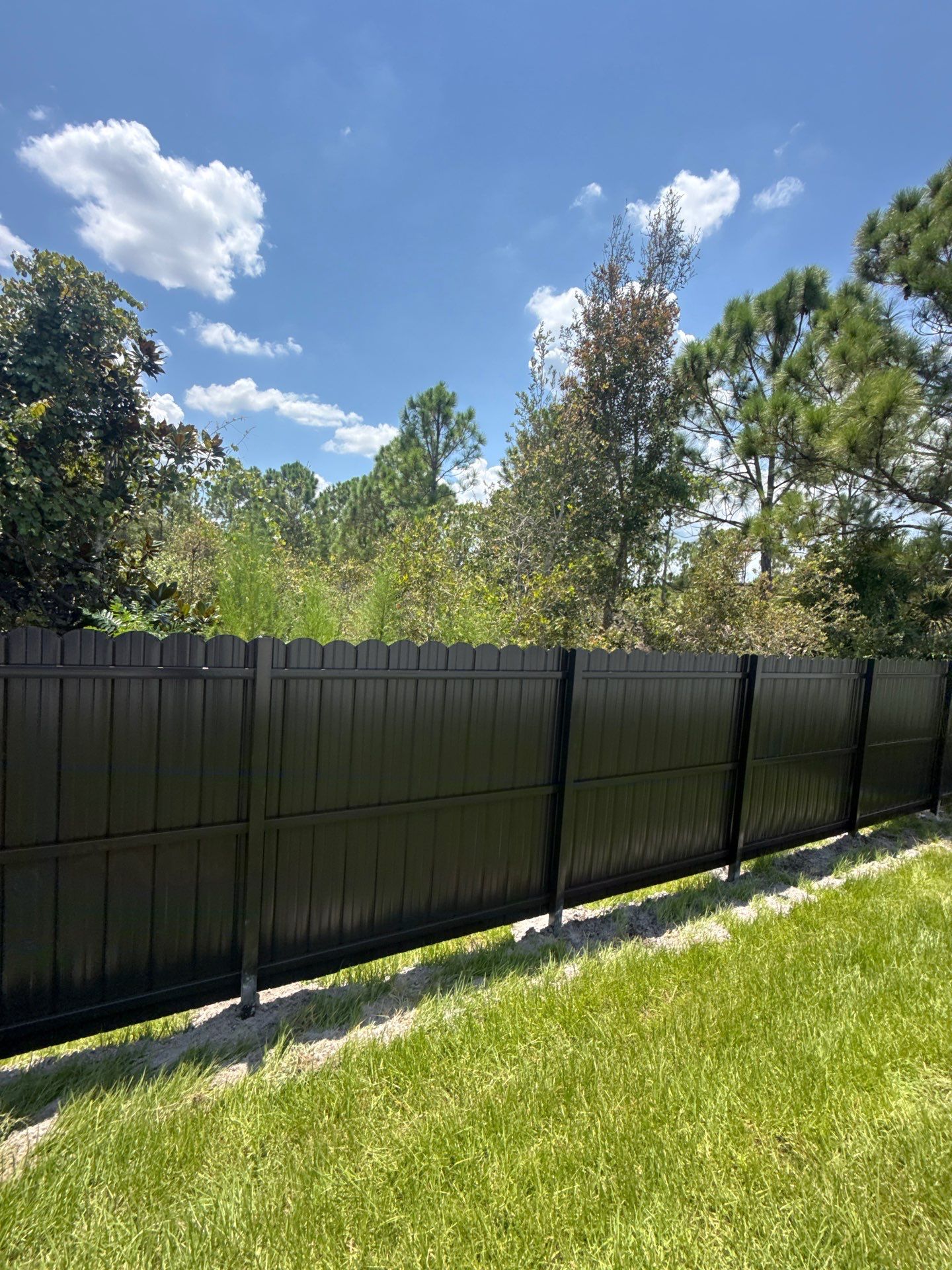 Black Scalloped Metal Privacy Fence Installation in Punta Gorda by True Fence LLC