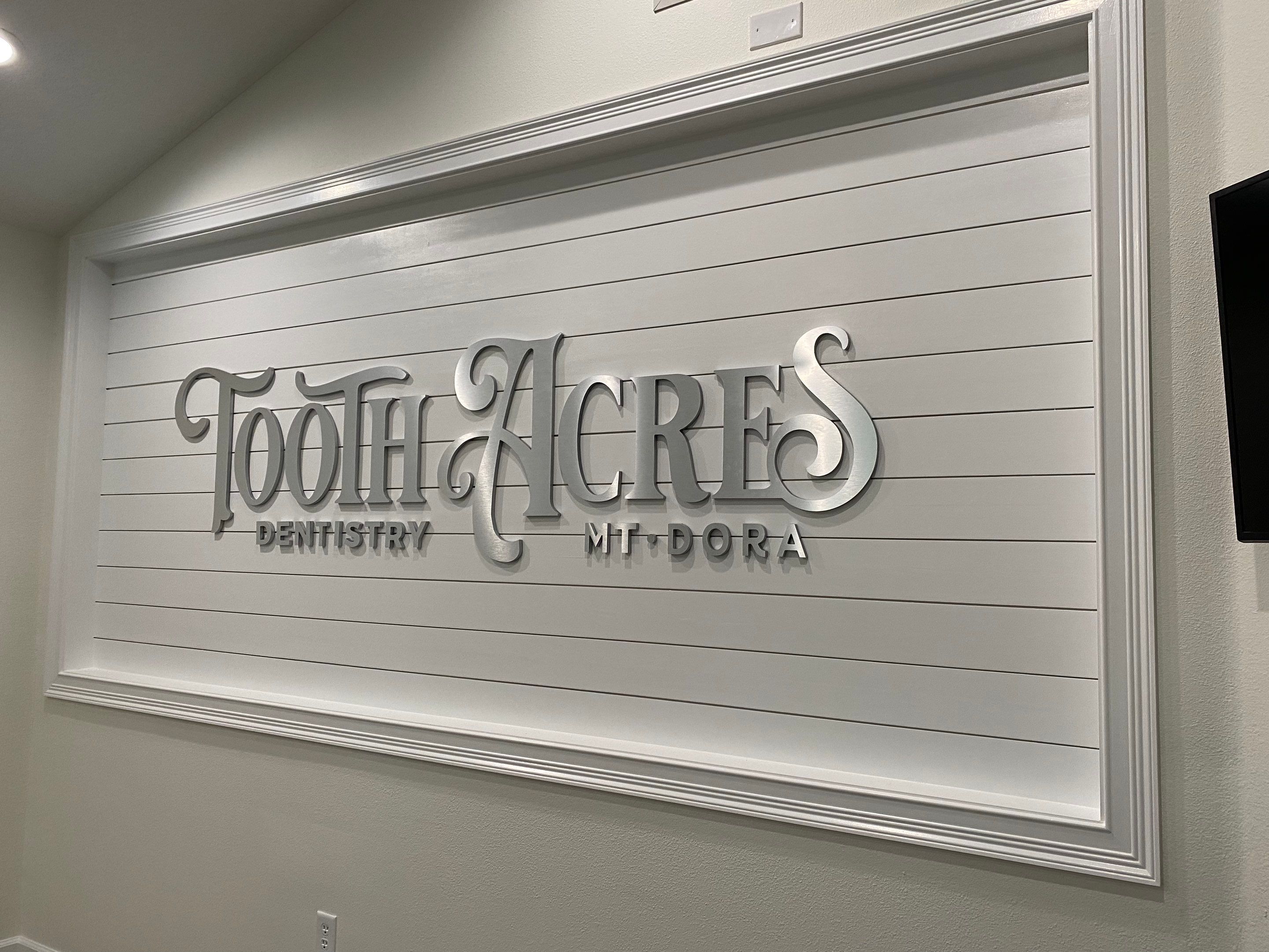Brushed Aluminum Acrylic FCO Letters for Tooth Acres by SignCrafters