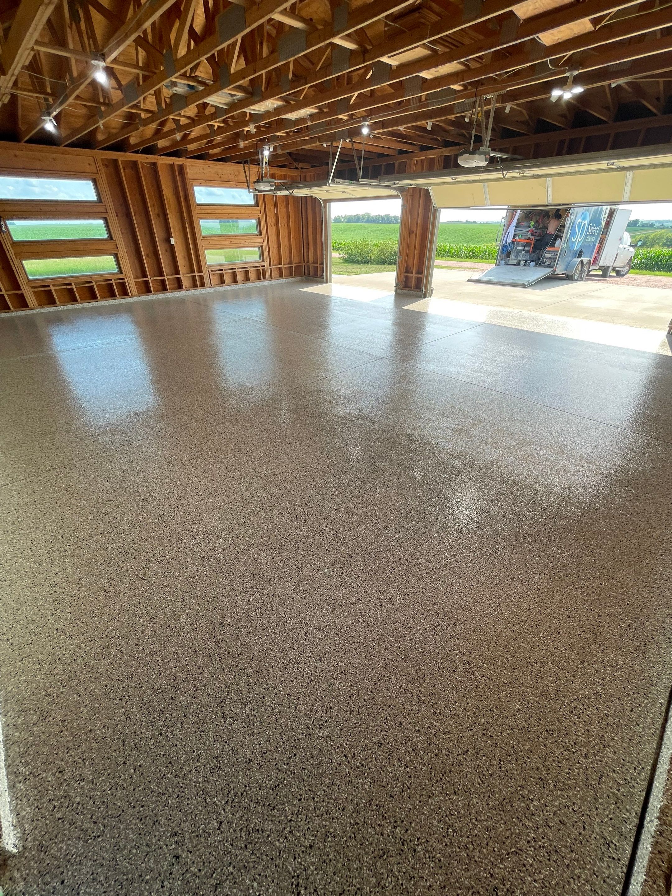 Cabin Fever Coating for Detached Garage in Dell Rapids by Select Painting, Coatings & Garage Cabinets