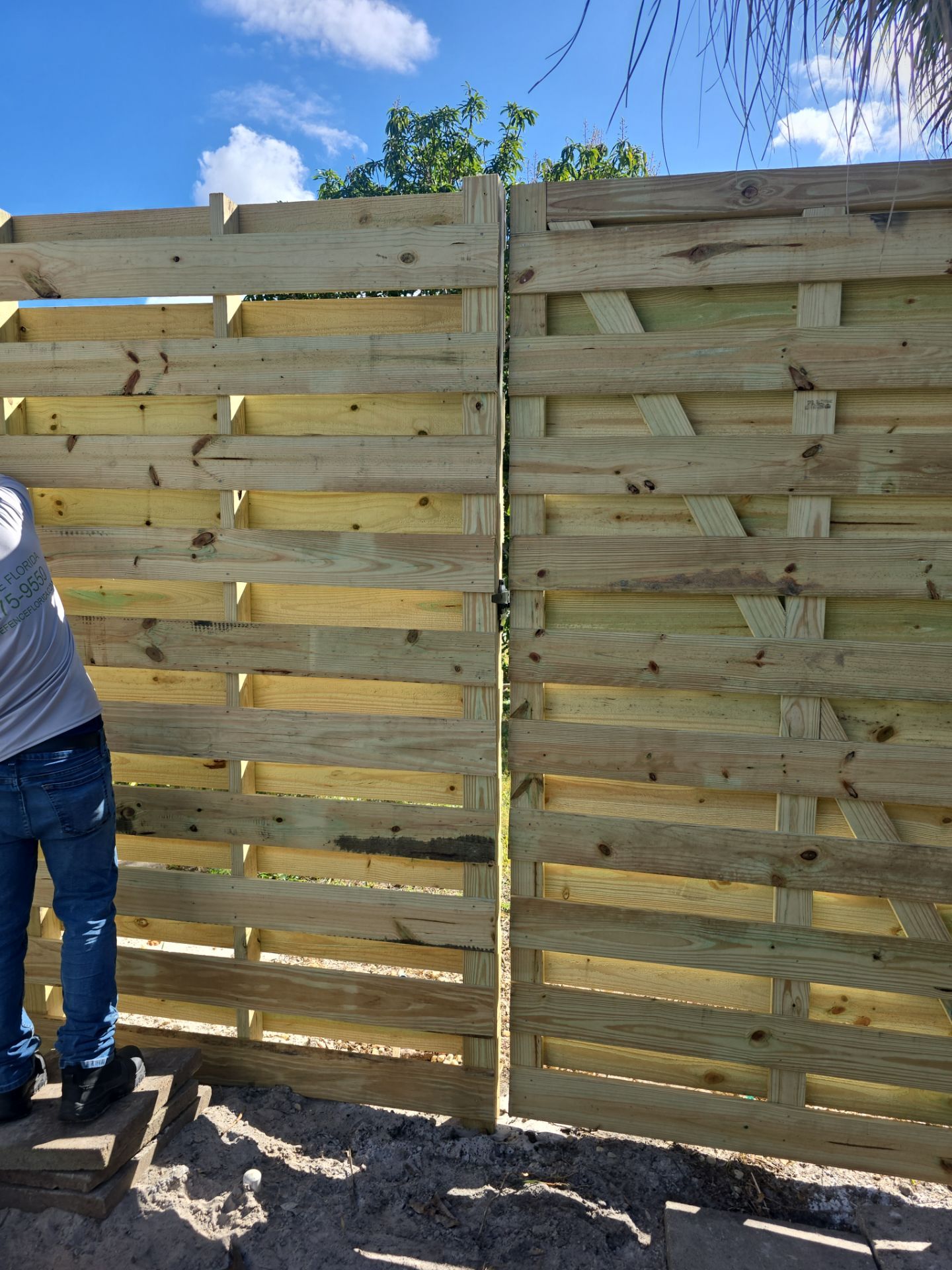8'H Stained Shadowbox Wood in Nokomis by True Fence LLC