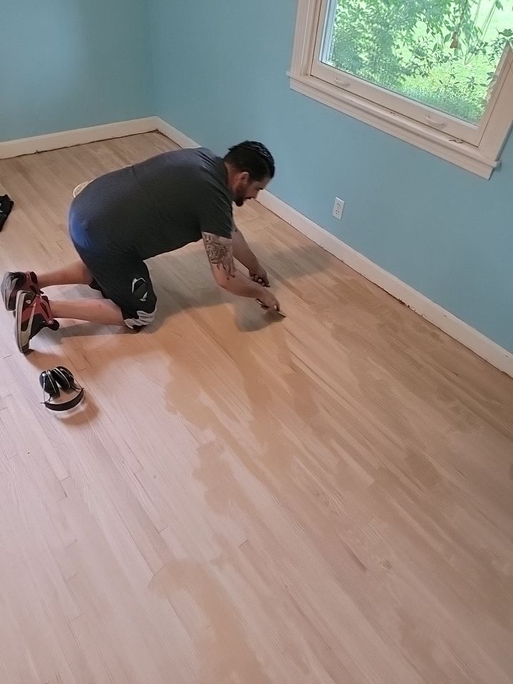 Red and White oak refinish with Duraseal Special Walnut Stain by Footprints Floors of Nashville