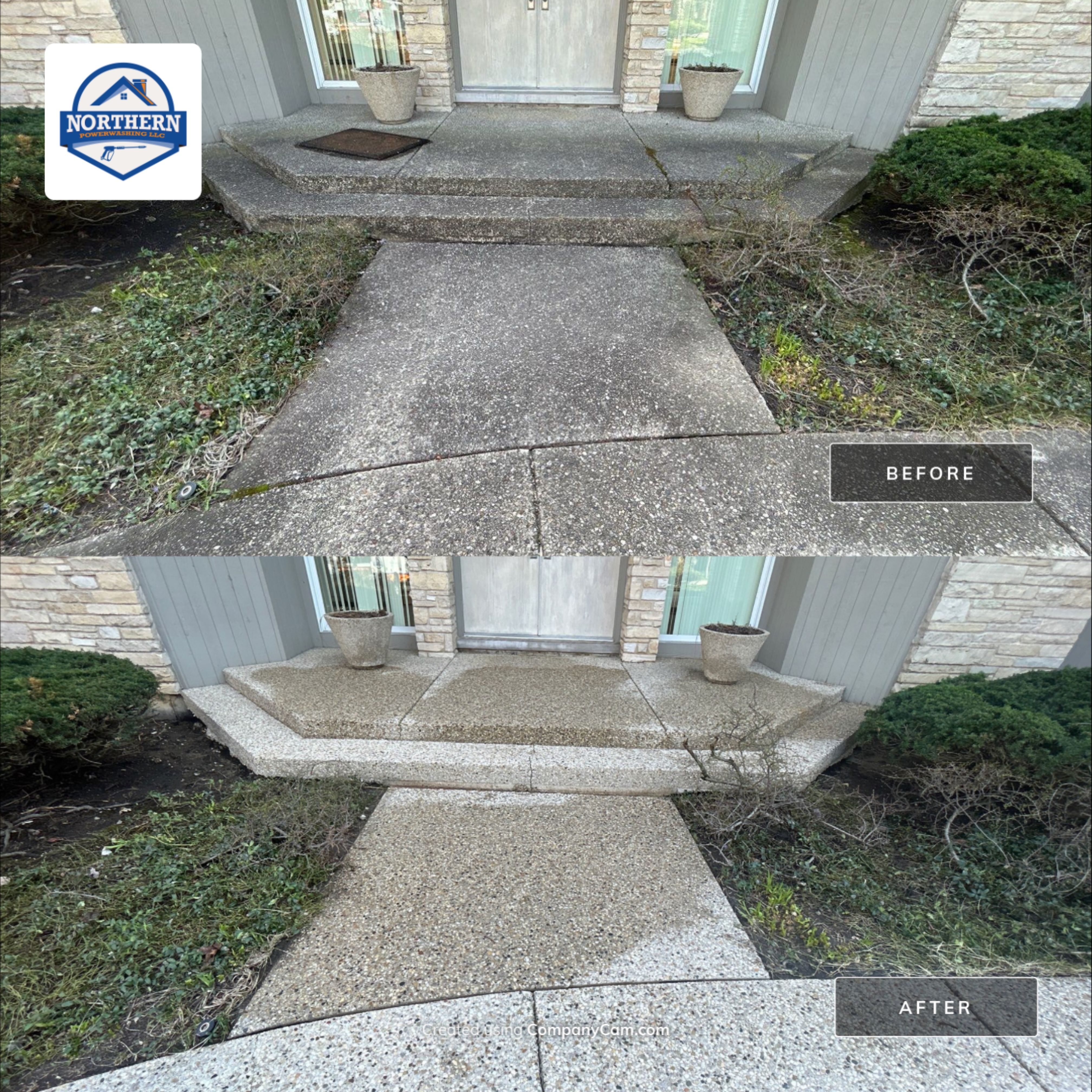 Aggregate Clean and seal using low gloss sealer by Northern Power Washing LLC.
