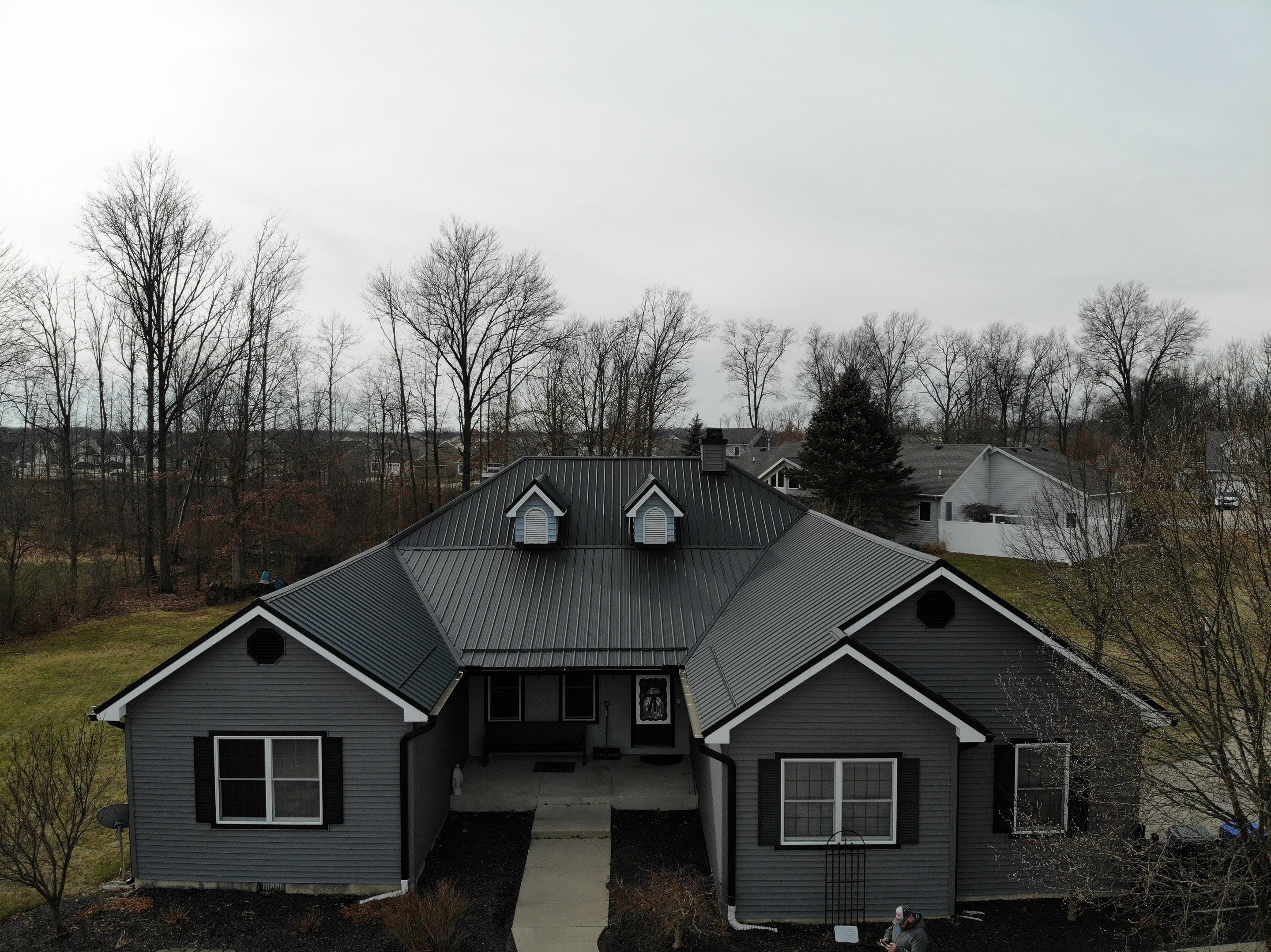 Black Frost Exposed Fastener Metal Roof in Fort Wayne, Indiana by 4Ever Metal Roofing