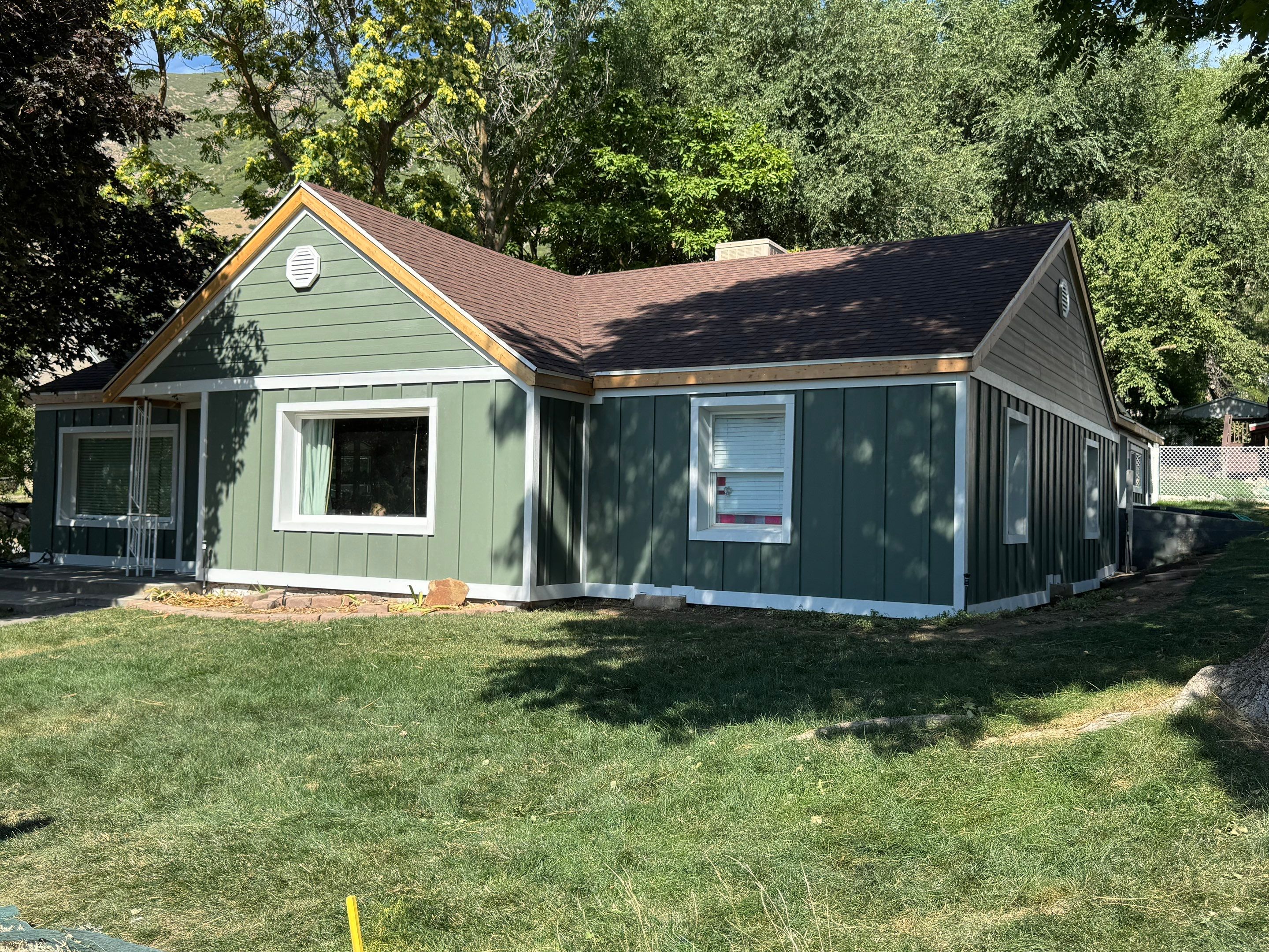 Farmington | Custom Hardie Mixed Siding | Thyme Green & White by Ideal Siding Utah