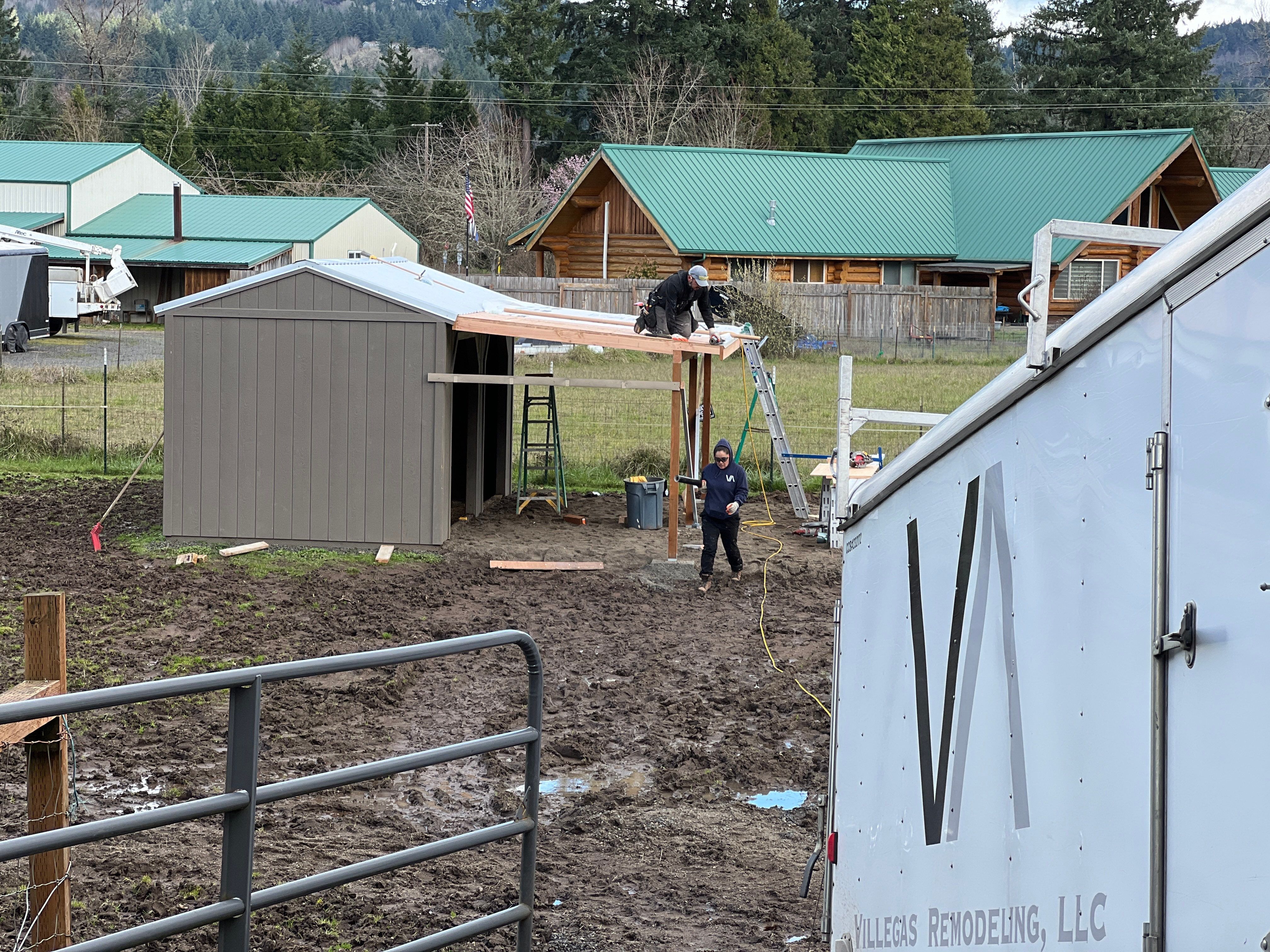 Shed Cover using Pressure Treated Posts by Villegas Remodeling, LLC