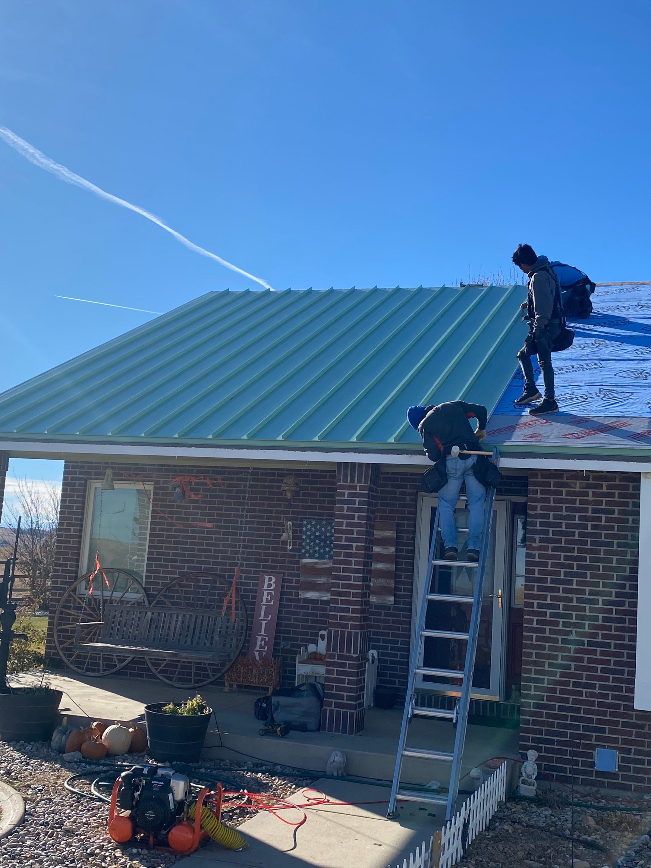Staning Seam Metal using 1.75" Snap Lock Standing Seam Class 4 Impact Resistant by Black Belt Roofing
