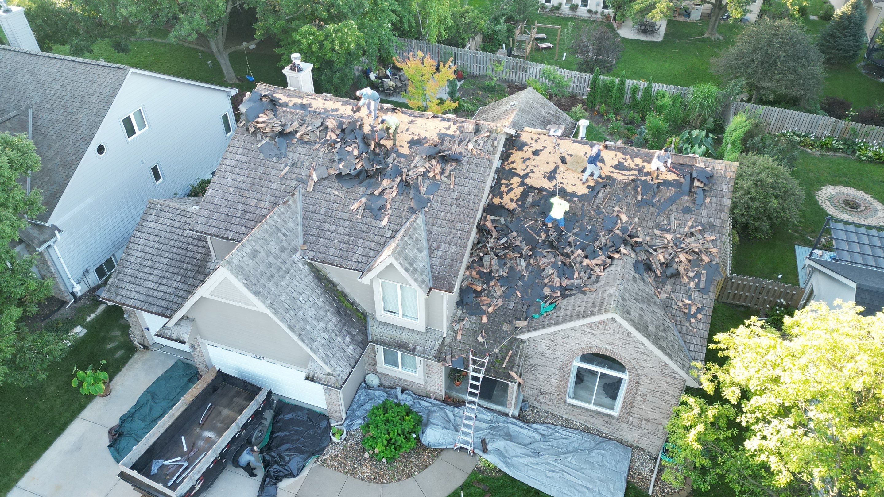 Residential Roofing Installation using IKO ArmourShake in Chalet Wood by Lightning Exteriors