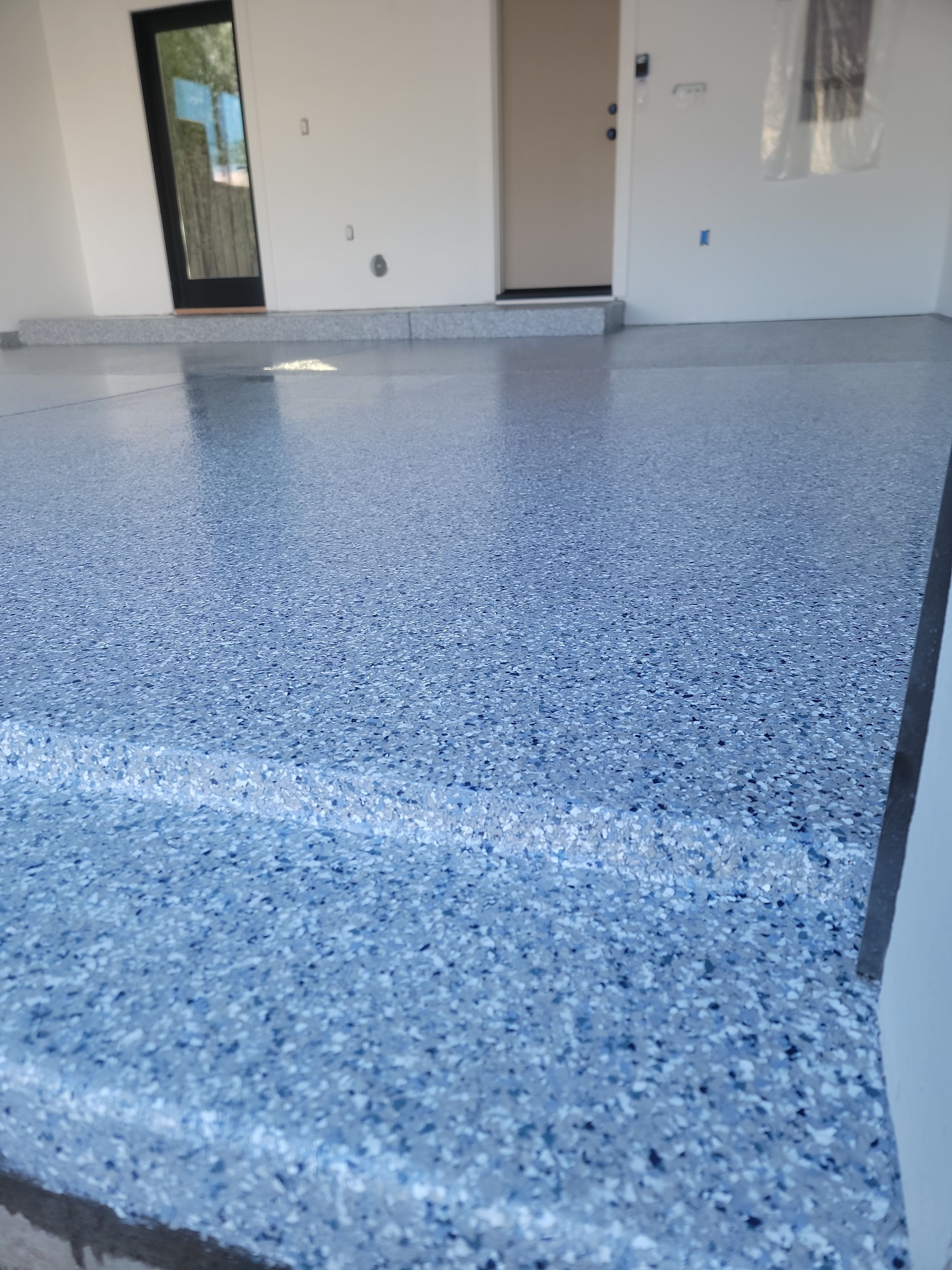 Stonewash Garage Floor Coating and Quartz Concrete Driveway in Morro Bay by MGP Coatings