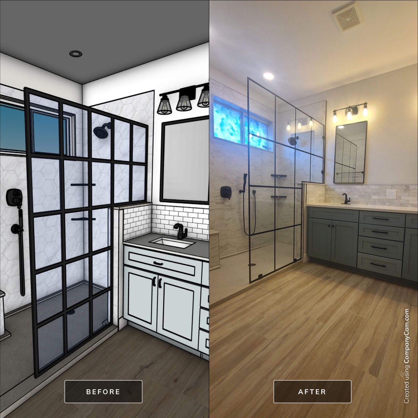 Stone Oak Bathroom Remodel with Paned Shower Glass by Legacy Bath and Kitchen