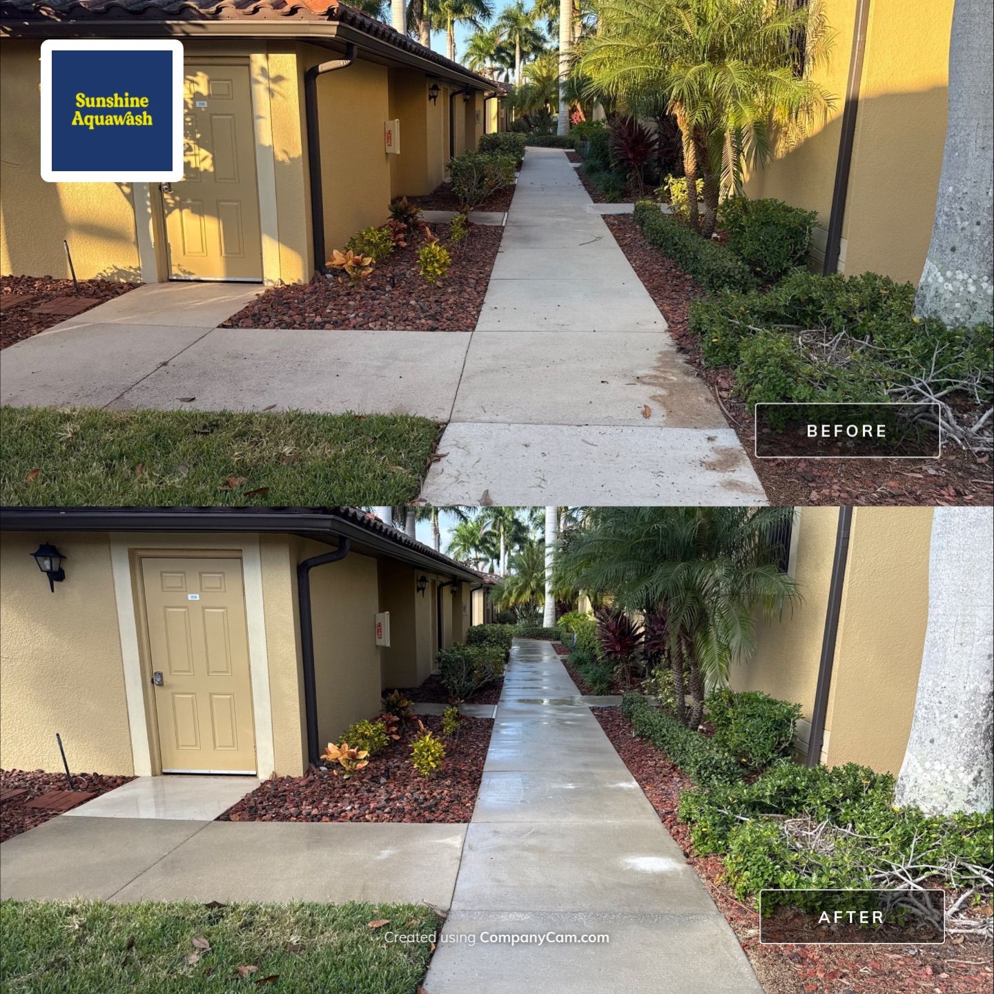 HOA Condo Concrete Driveway & Sidewalk Cleaning – River Strand Community, Bradenton, FL by Sunshine AquaWash