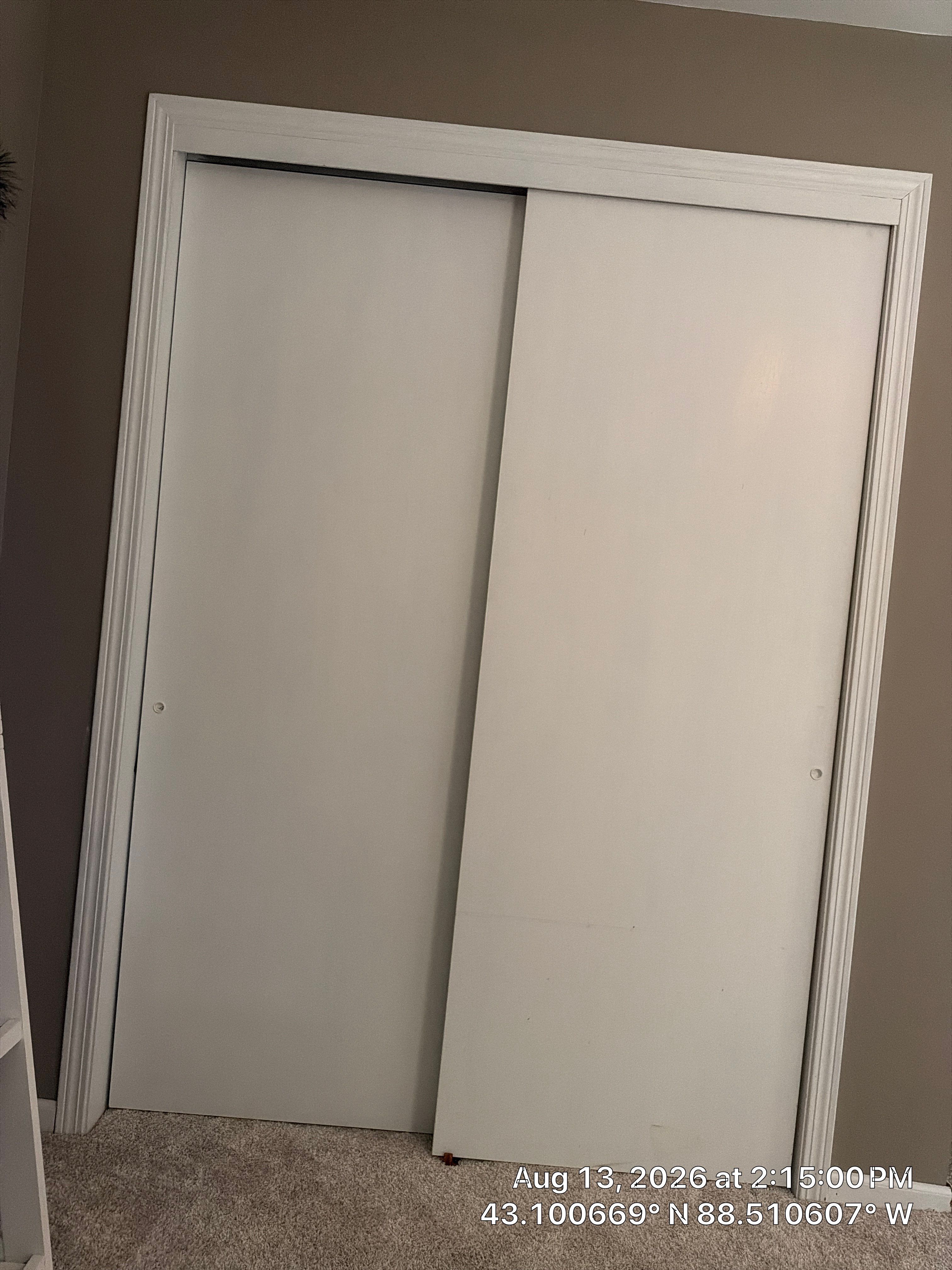 White Sliding Bypass Closet Door Installation in Oconomowoc by CompanyCam Sales Demo