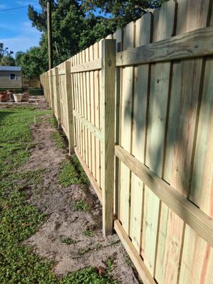 Pressure-Treated Wood Privacy Fence and Gate Installation in North Port