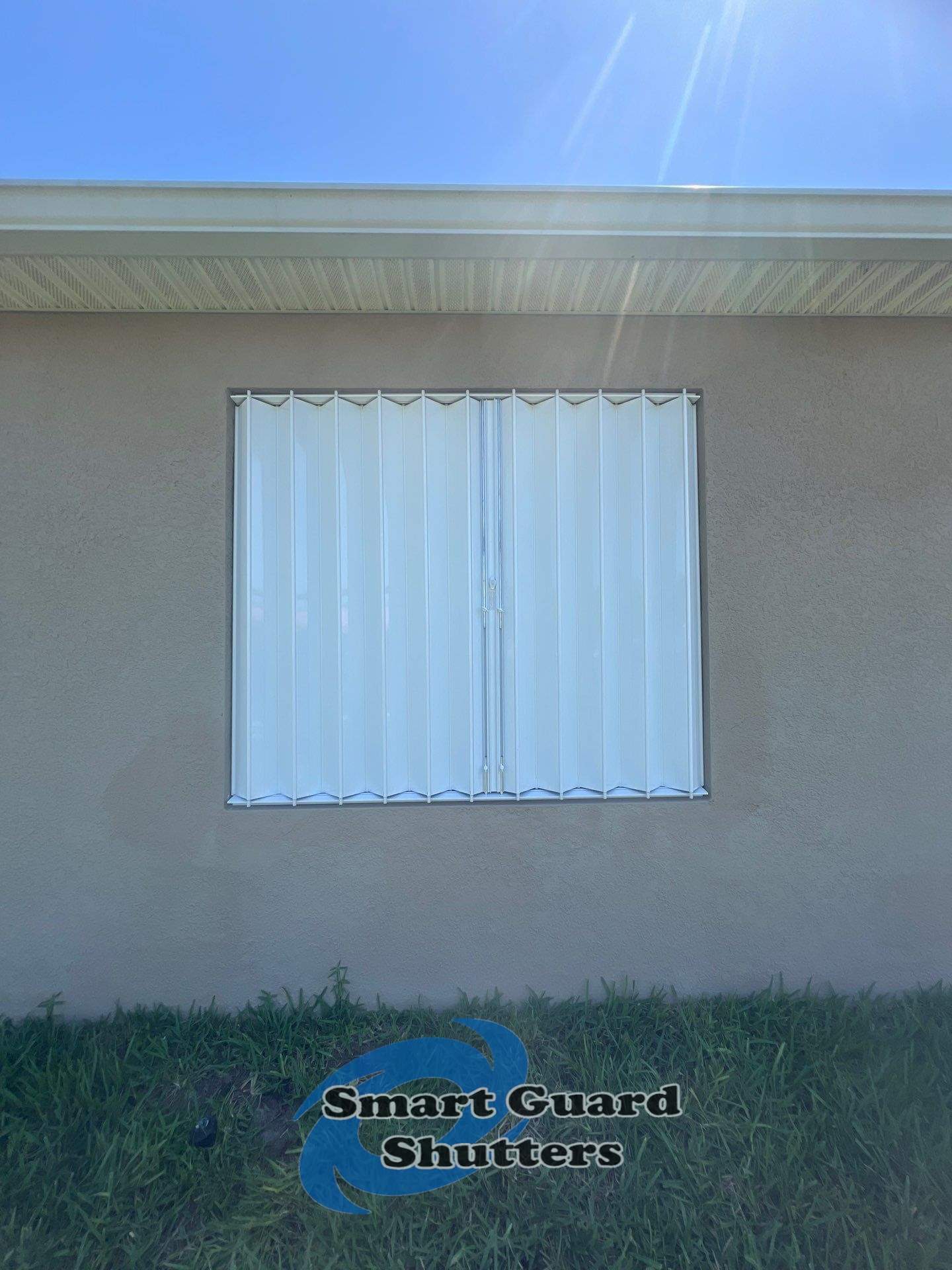 Hurricane protection in Beige/White by Smart Guard Shutters