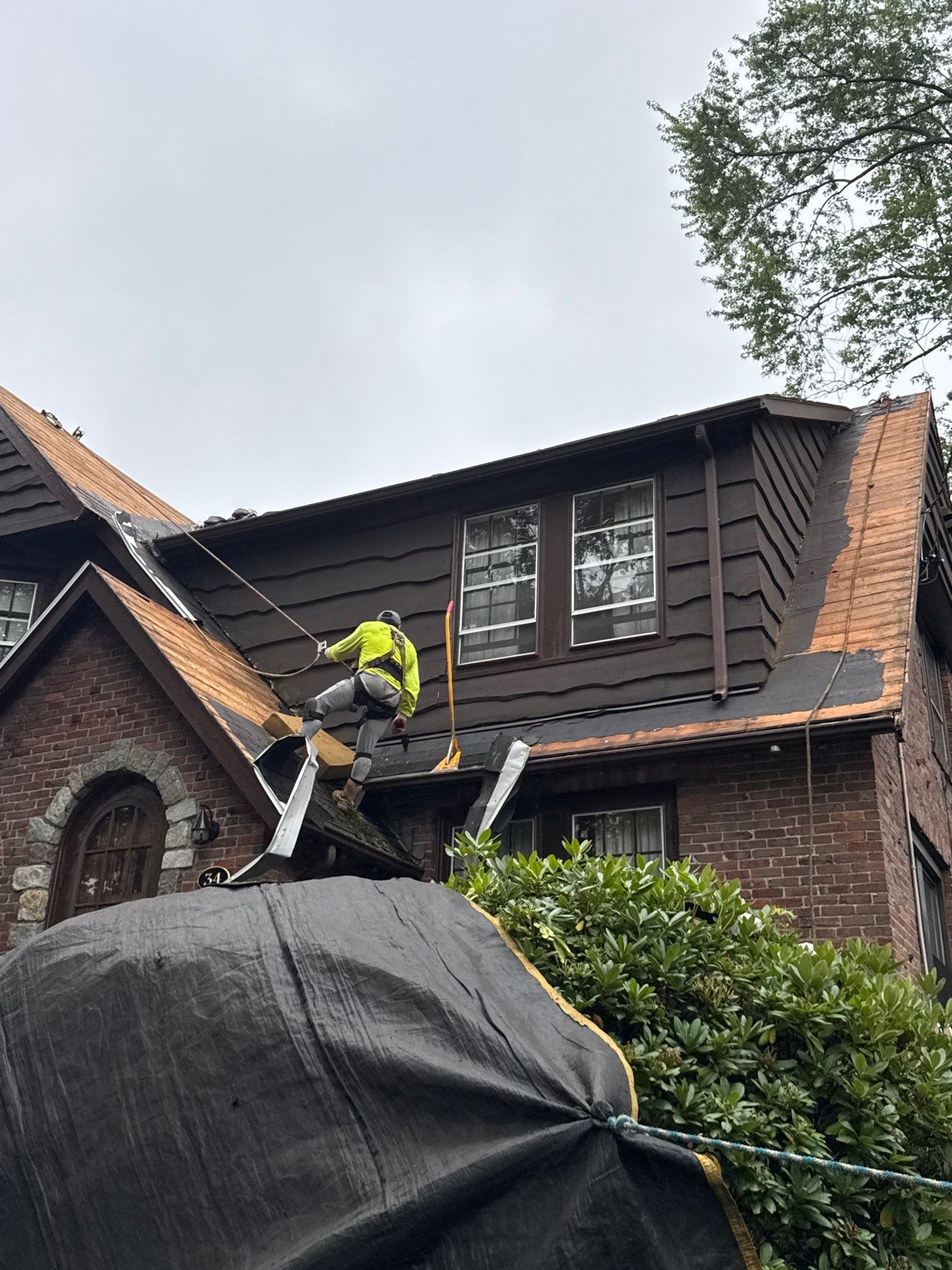 Roof Replacement with Skylight & Downspout Work in Belmont, MA by Mighty Dog Roofing of Greater Middlesex County