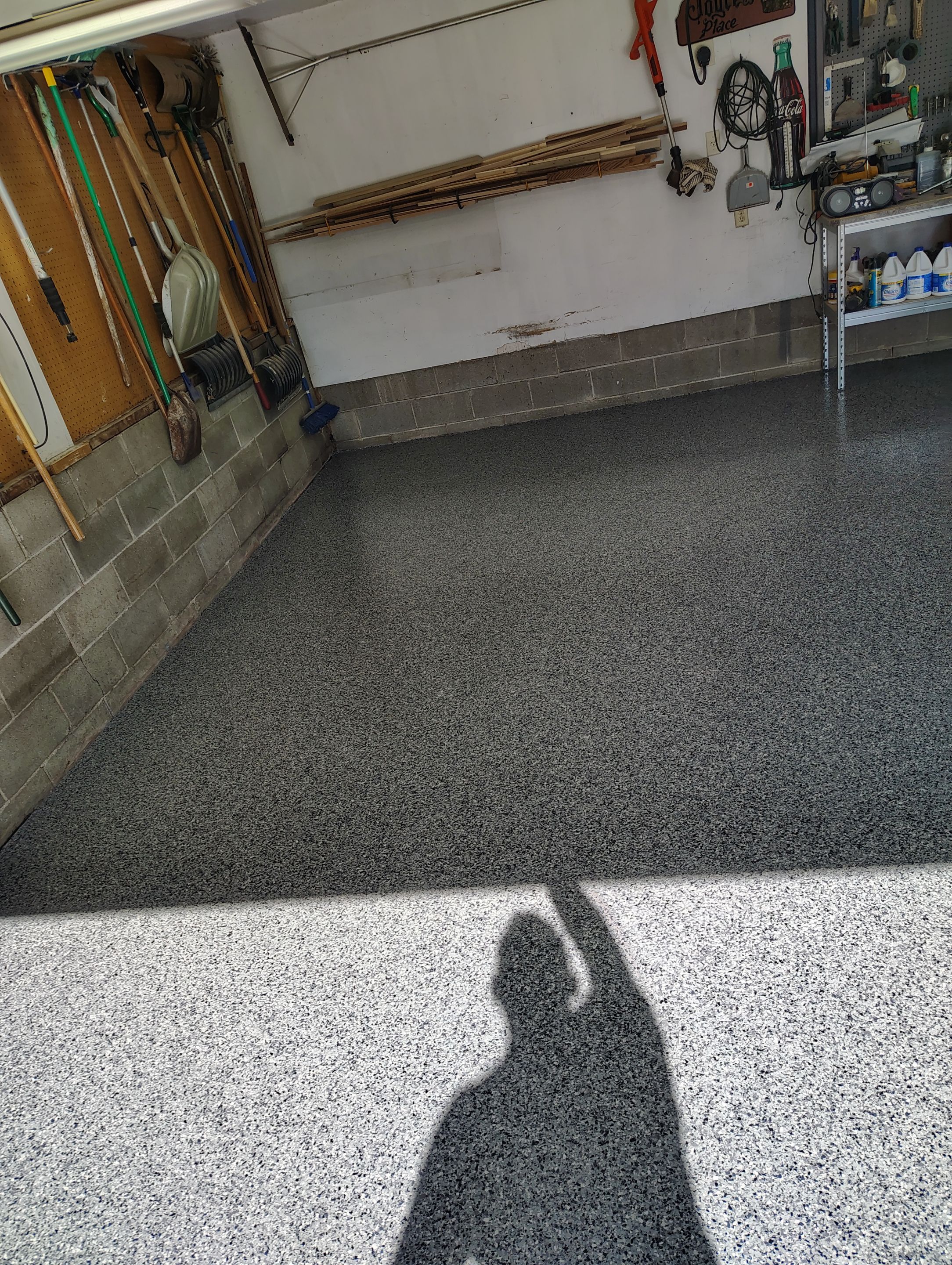 Nightfall Decorative Chip Garage Floor Coating in Luverne, Minnesota by Select Painting, Coatings & Garage Cabinets