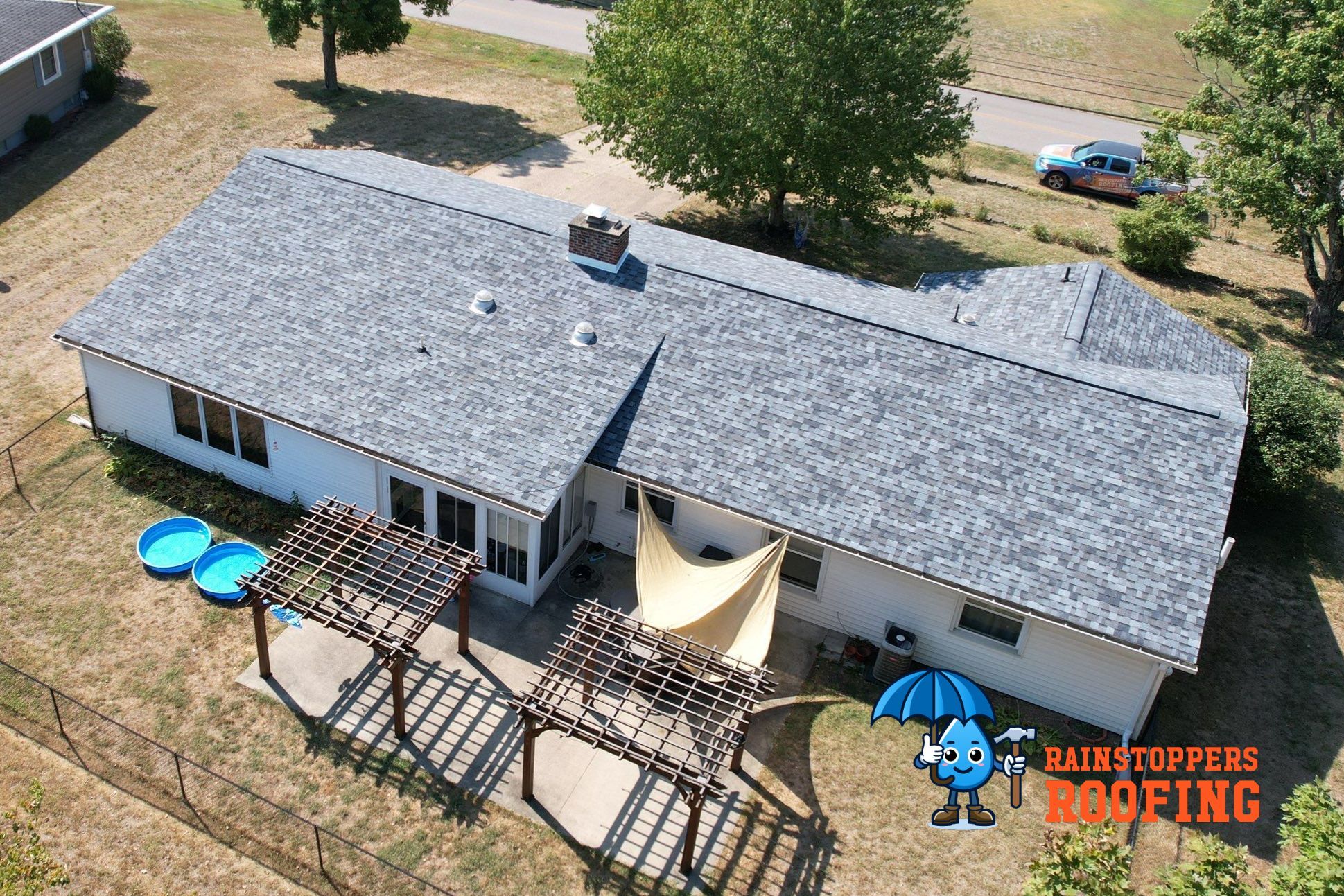 Residential Roofing Installation using GAF Timberline HDZ Biscayne Blue by Rainstoppers Roofing