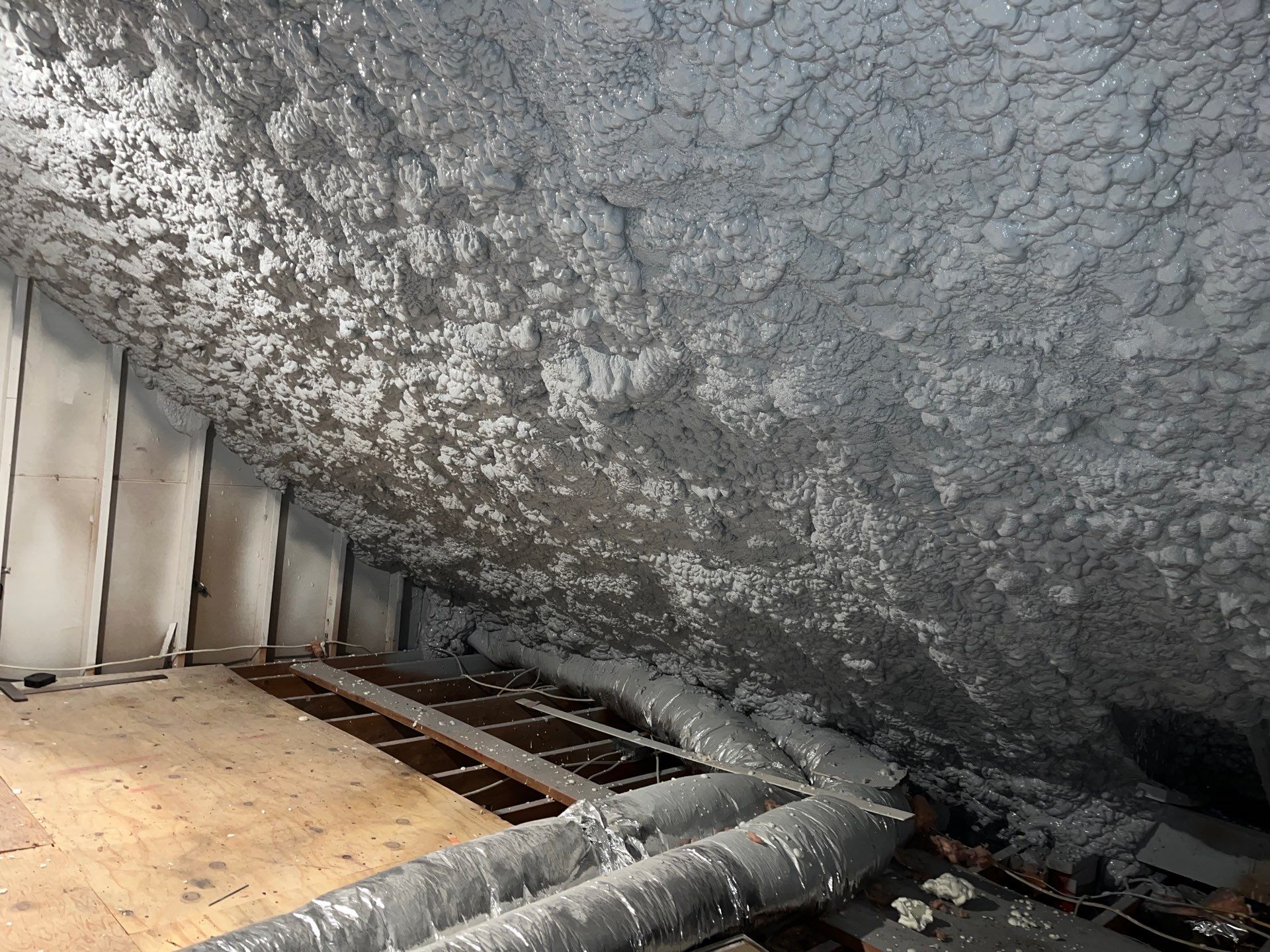 Basement Exterior Walls using Closed Cell Spray Foam by NYS Foam & Energy