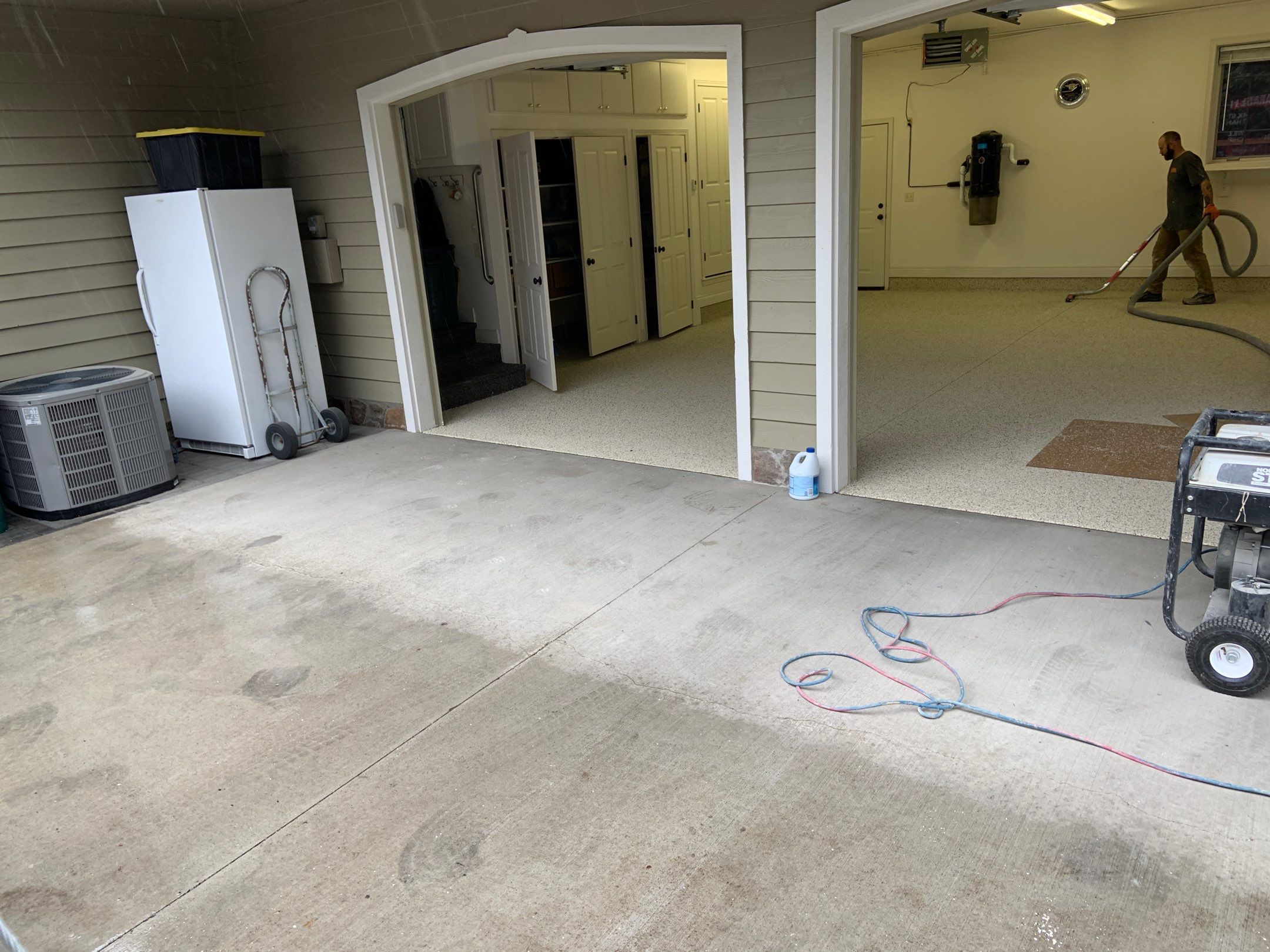 Garage Transformation using Driftwood Colorway by Croc Coatings, LLC
