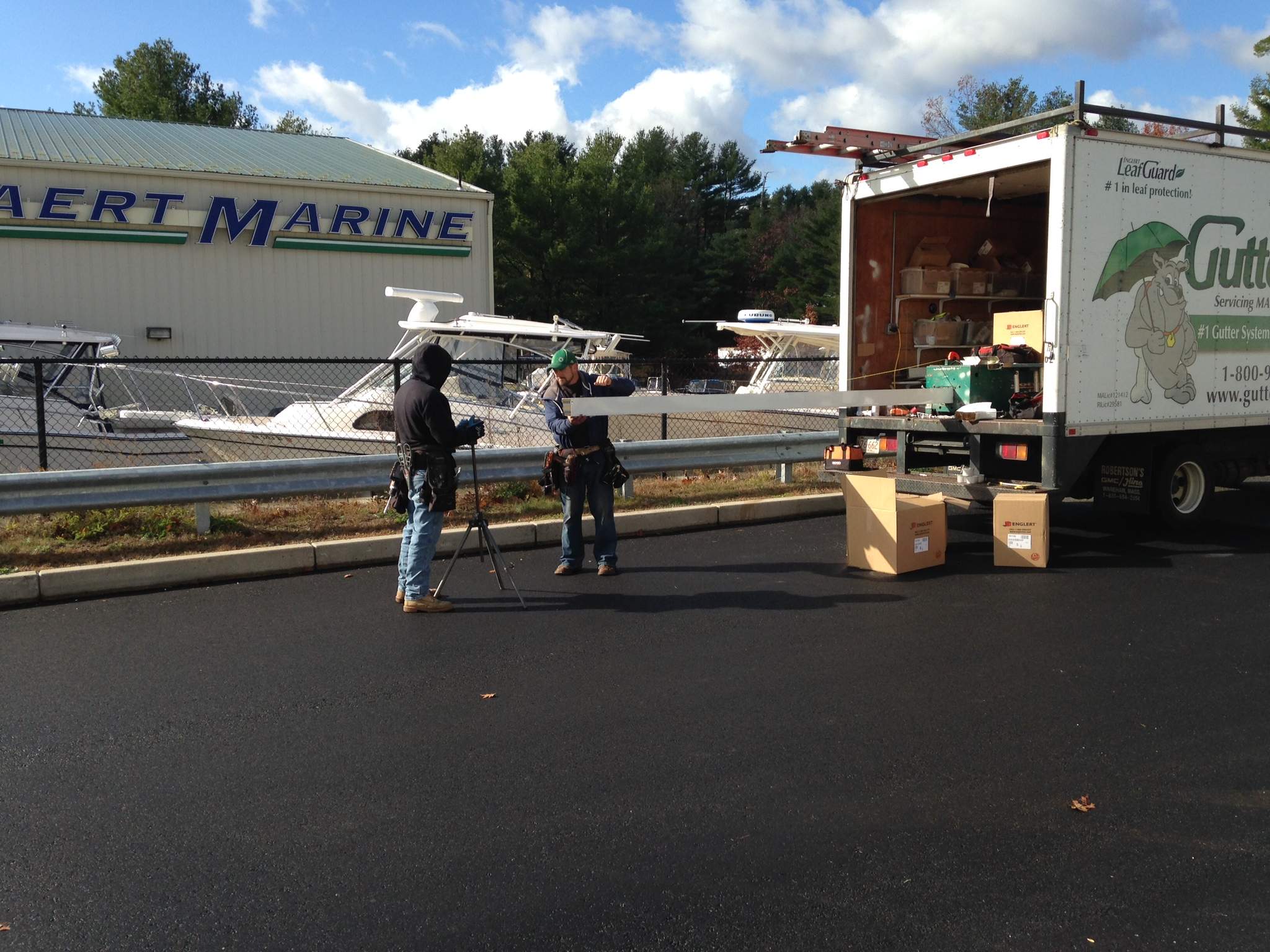 Gutter Pro on the job in Middleton, MA by Gutter Pro Enterprises