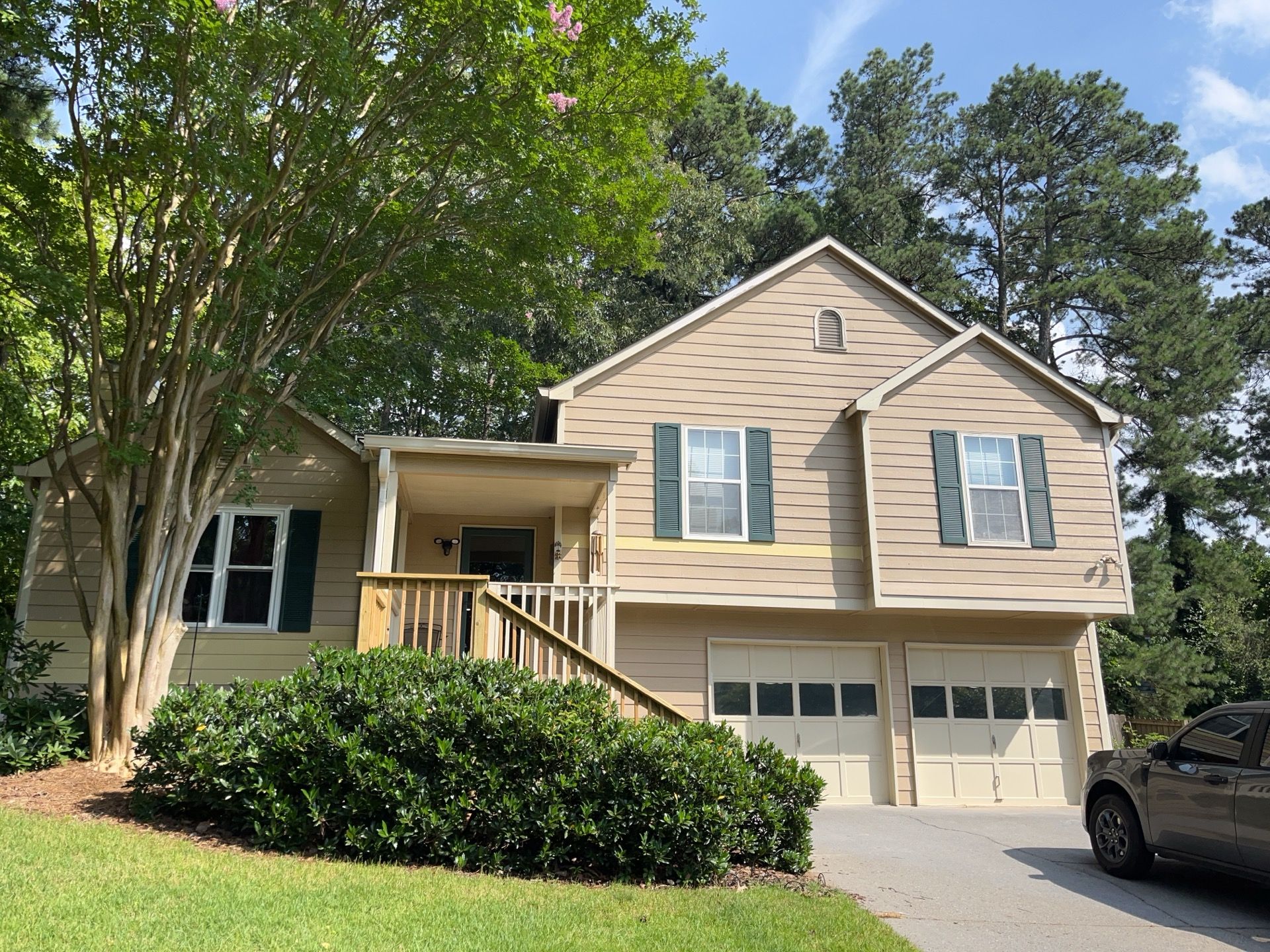 Rotted Wood Replacement, Deck Stain, and Exterior Paint Project in Kennesaw, GA by Nelson Exteriors 