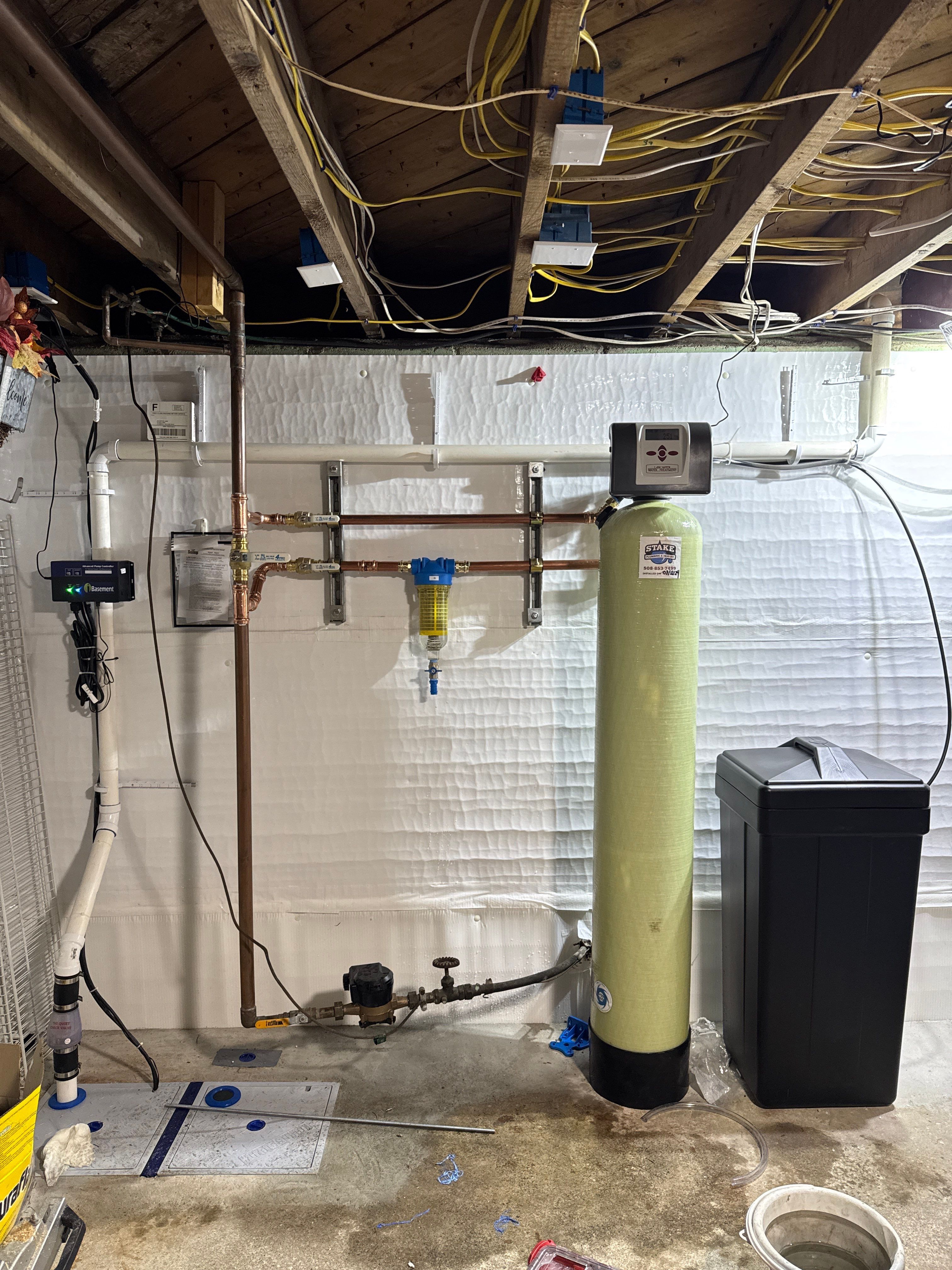 Combination Water Softener and Carbon Filter Installation. by Stake Plumbing and Heating