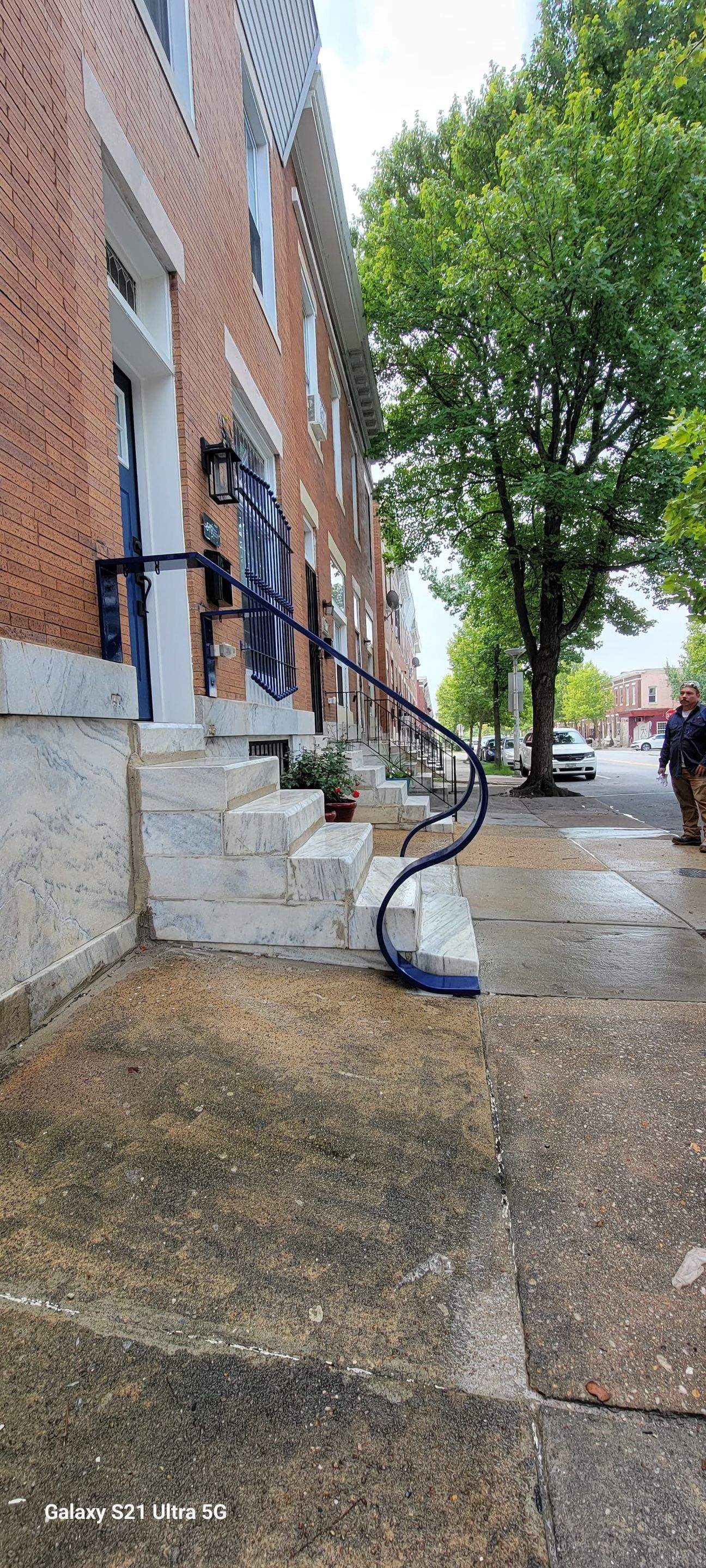 Custom "S" Shape Stair Handrails – Entryway Transformation – Baltimore, MD by Capitol Iron Works
