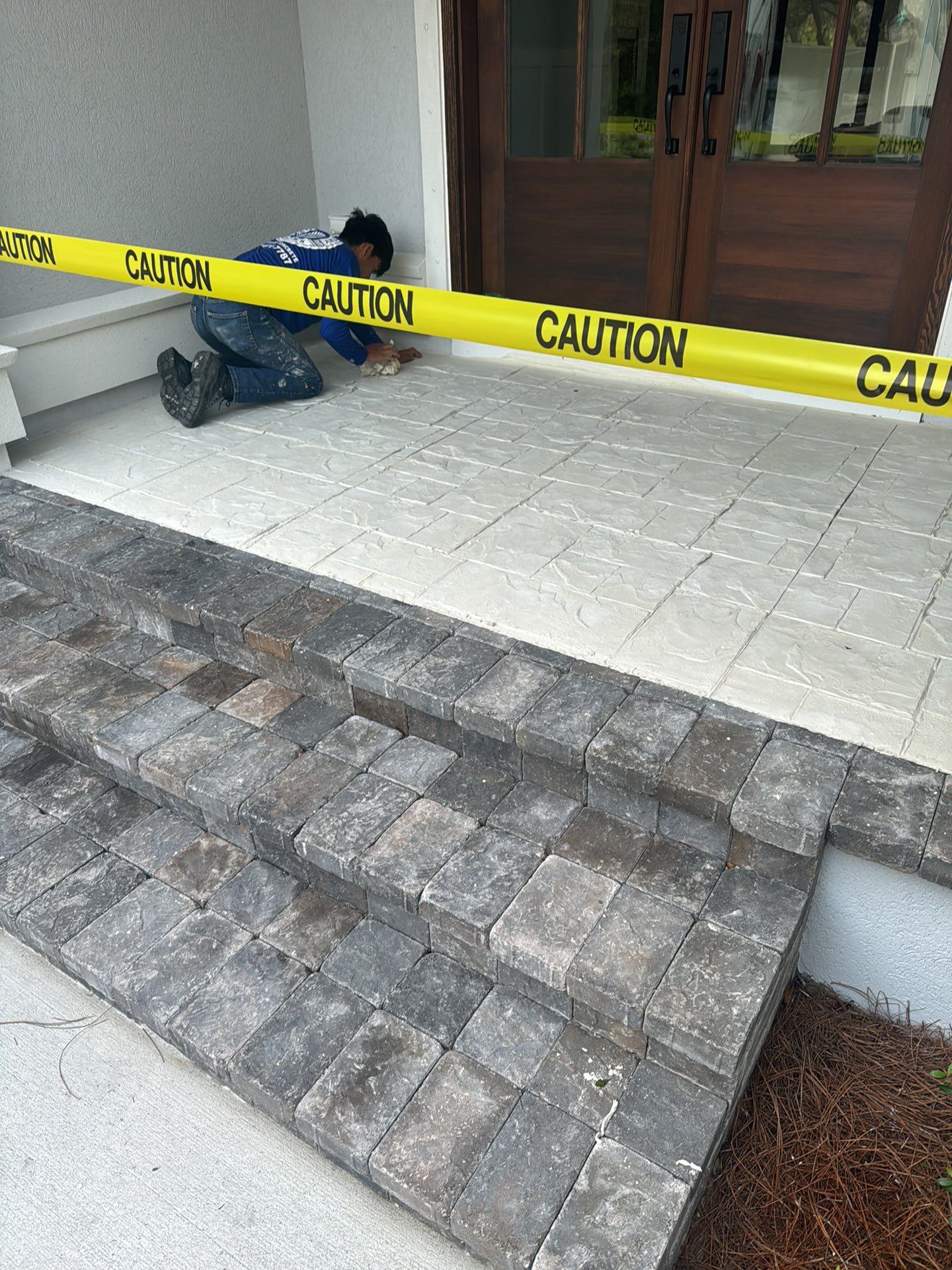 Stamped Concrete Patio and Circular Paver Installation in Hilton Head Island by Lowcountry Scapes, LLC