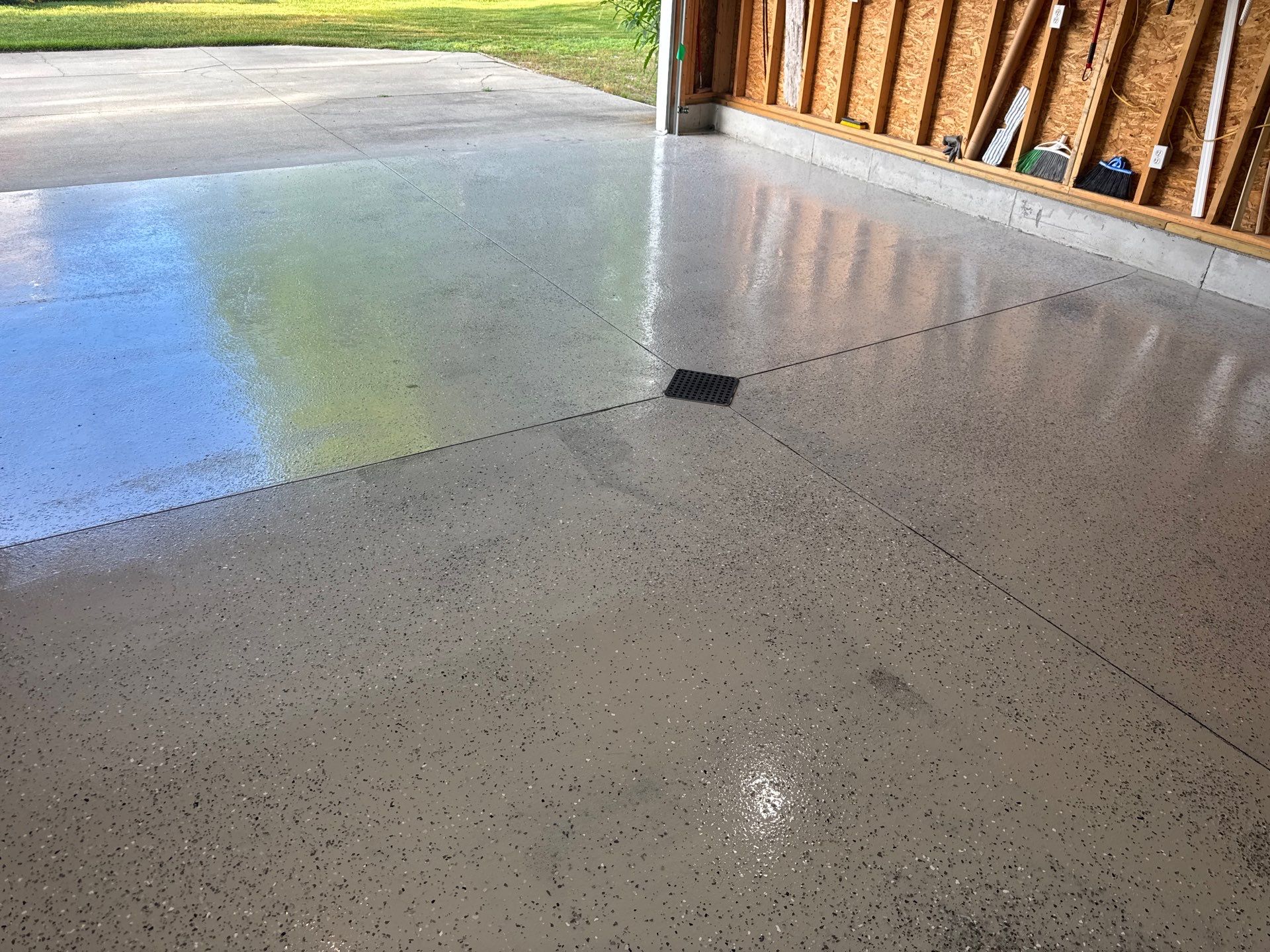 Custom Epoxy Flake Garage Floor Installation in Norton Shores by Gordon Painting