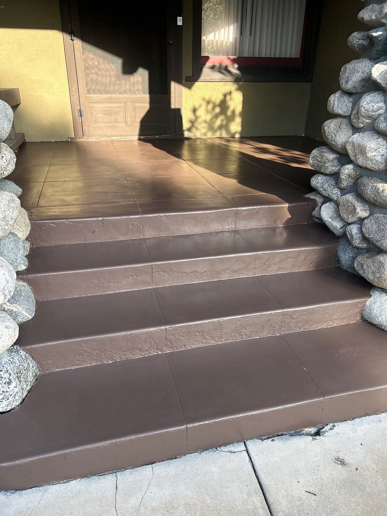 Sandblastig & Staining Front Concrete Porch In Los Angeles, CA by La Power Washing Inc