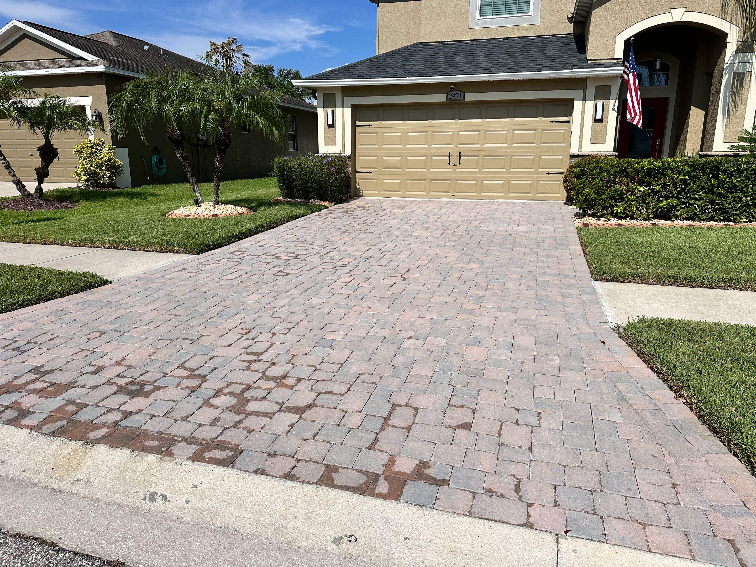 Multi-Colored Concrete Paver Driveway Sealing in Ruskin by Supreme Paver Experts
