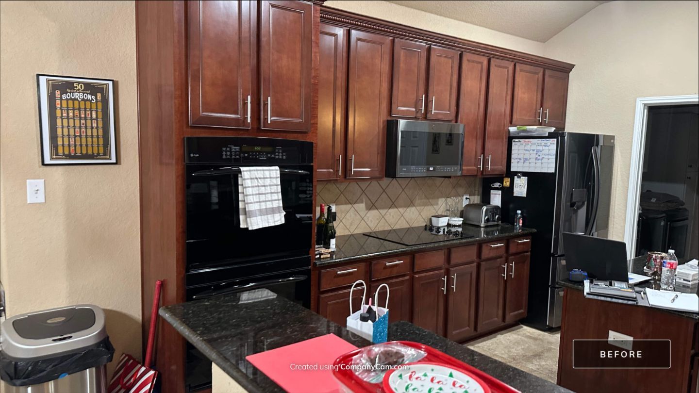 Cibolo Kitchen Refresh with Painted Cabinets, Quartz Countertops & Herringbone Backsplash by Legacy Bath and Kitchen 