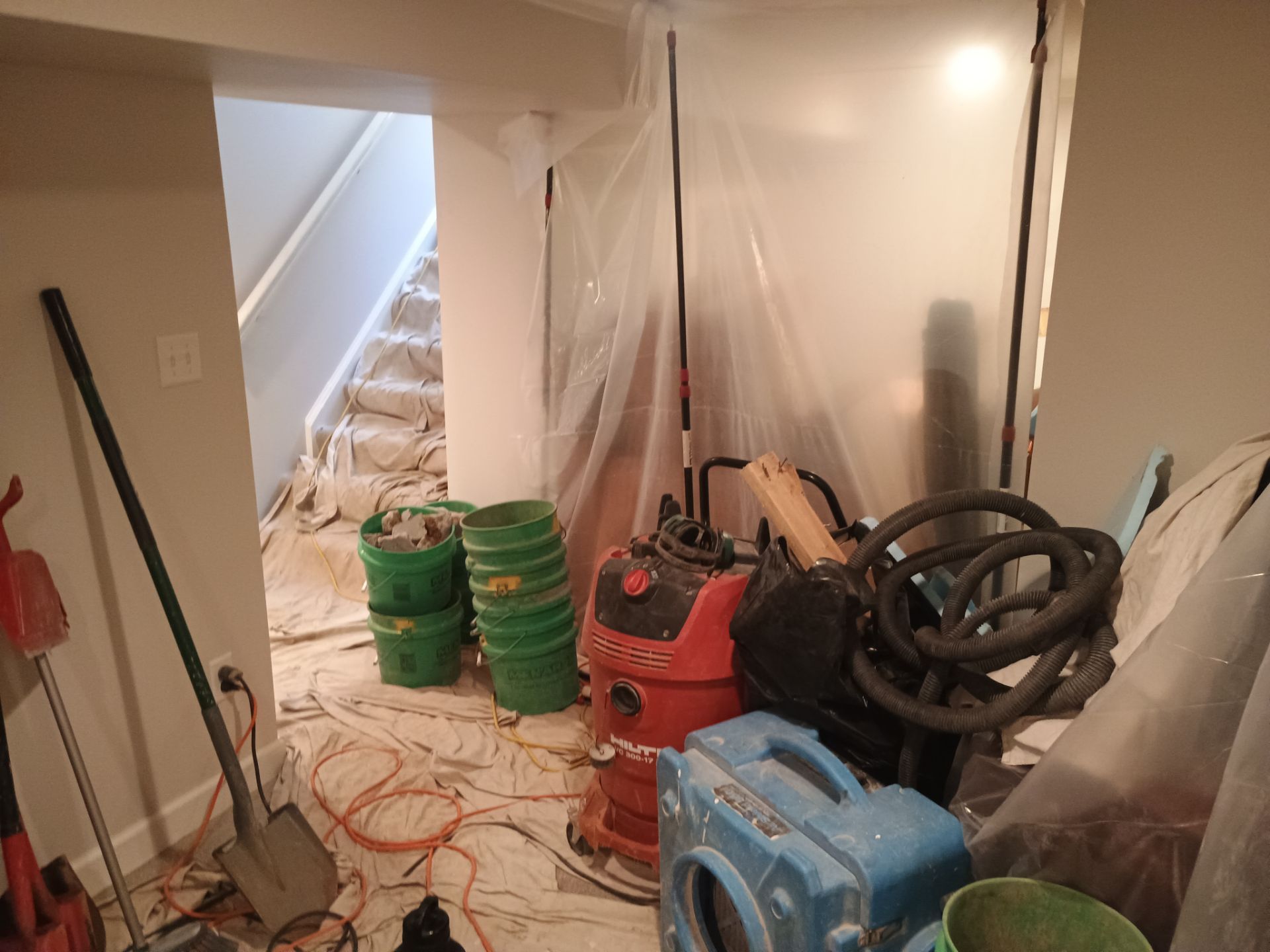 Interior Drain Tile in a Finished South Minneapolis Basement by Waterproofing Northeast