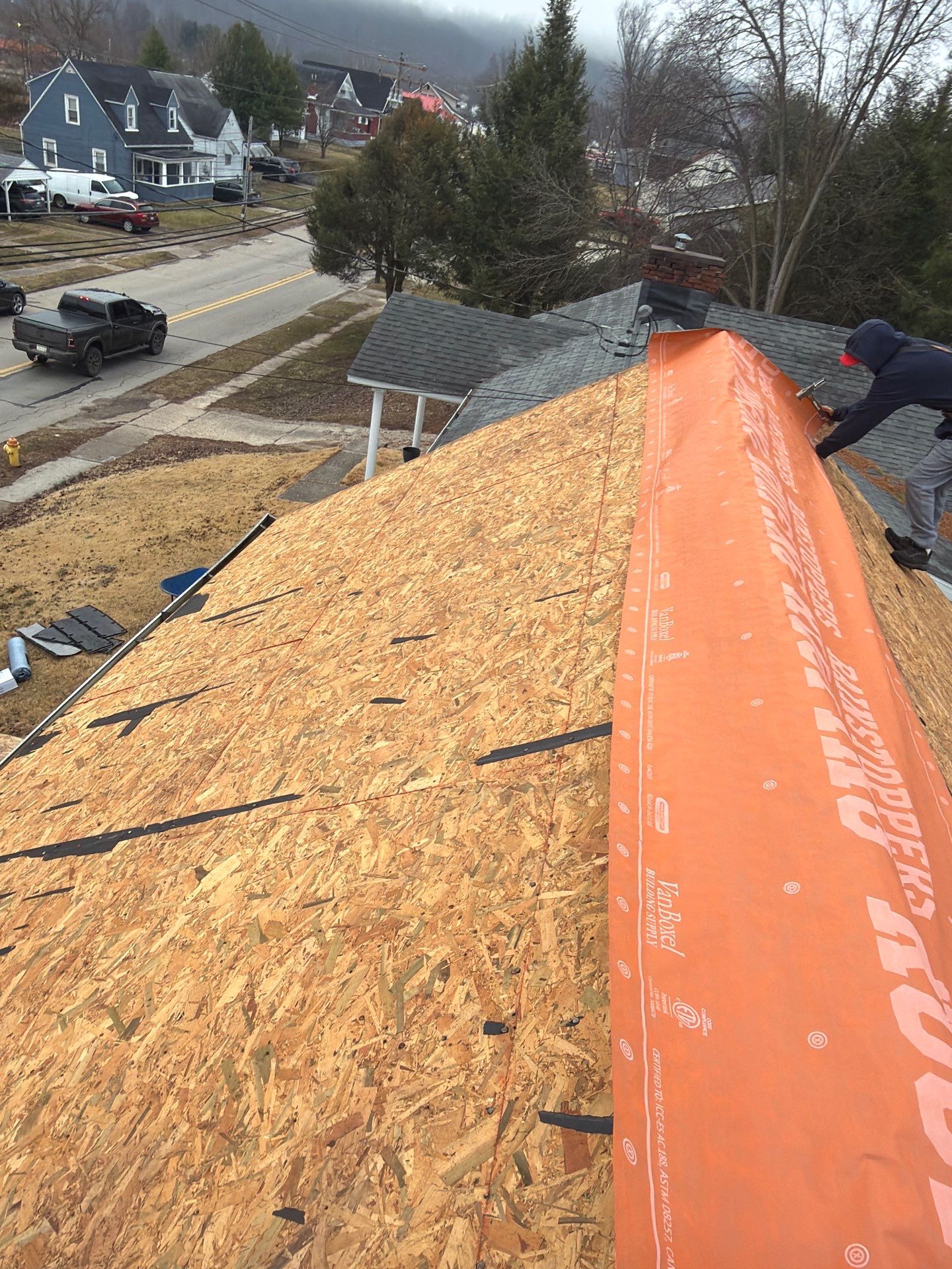 Residential Roofing Installation using GAF Timberline HDZ Biscayne Blue by Rainstoppers Roofing