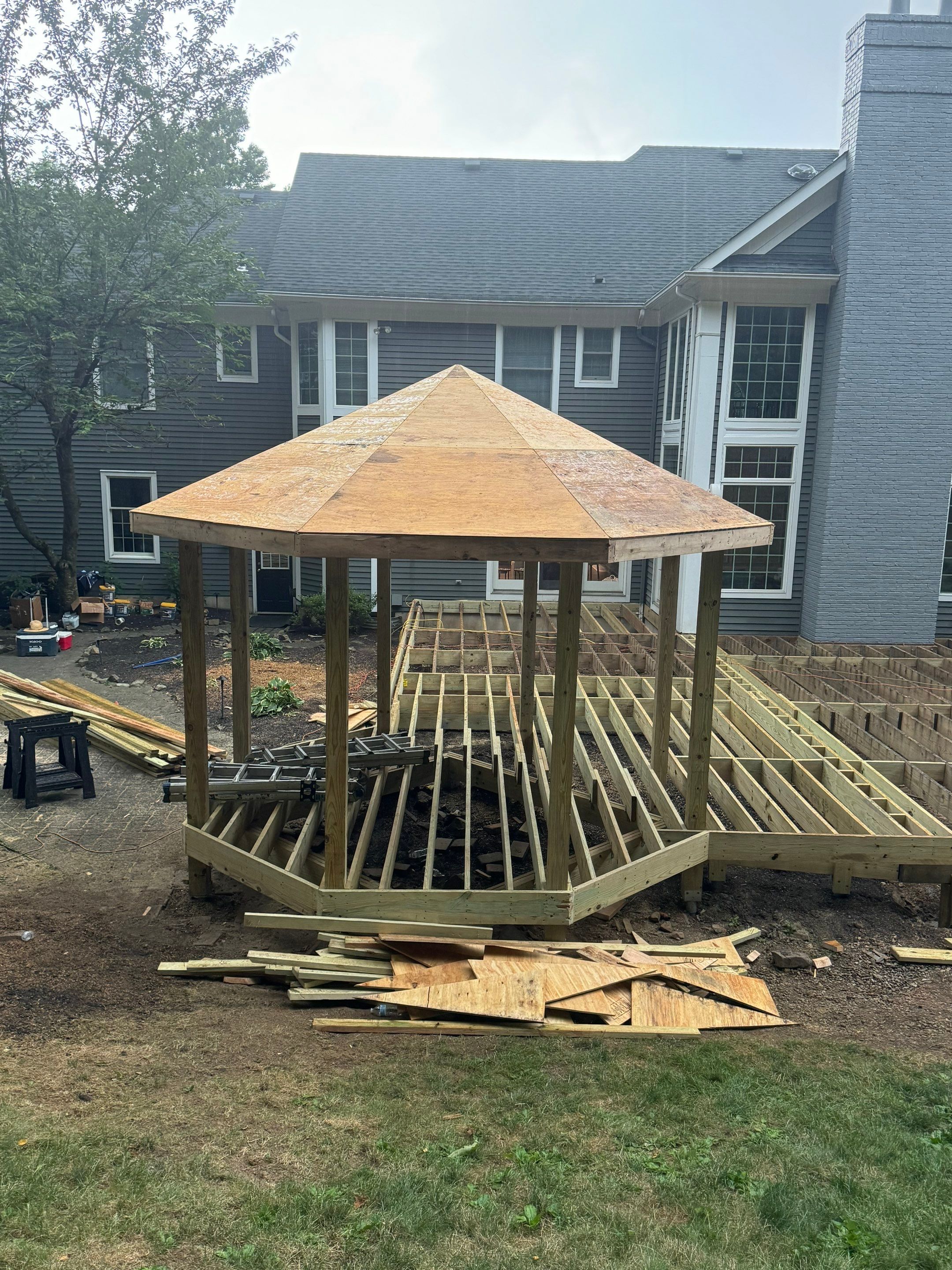 Deck Resurface with Gazebo and Bench by deck guardian