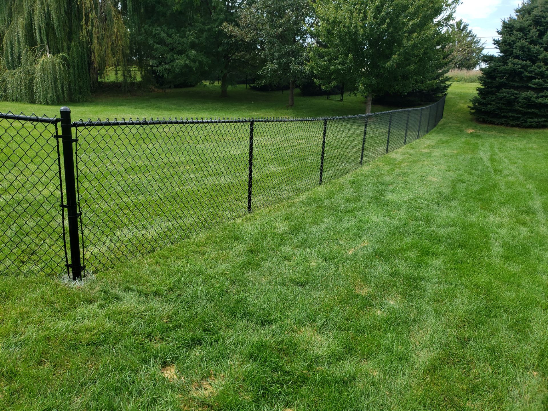 Black Vinyl-Coated Chain Link Fence Installation in Cedar Falls by Perfect Picket Fence and Stain
