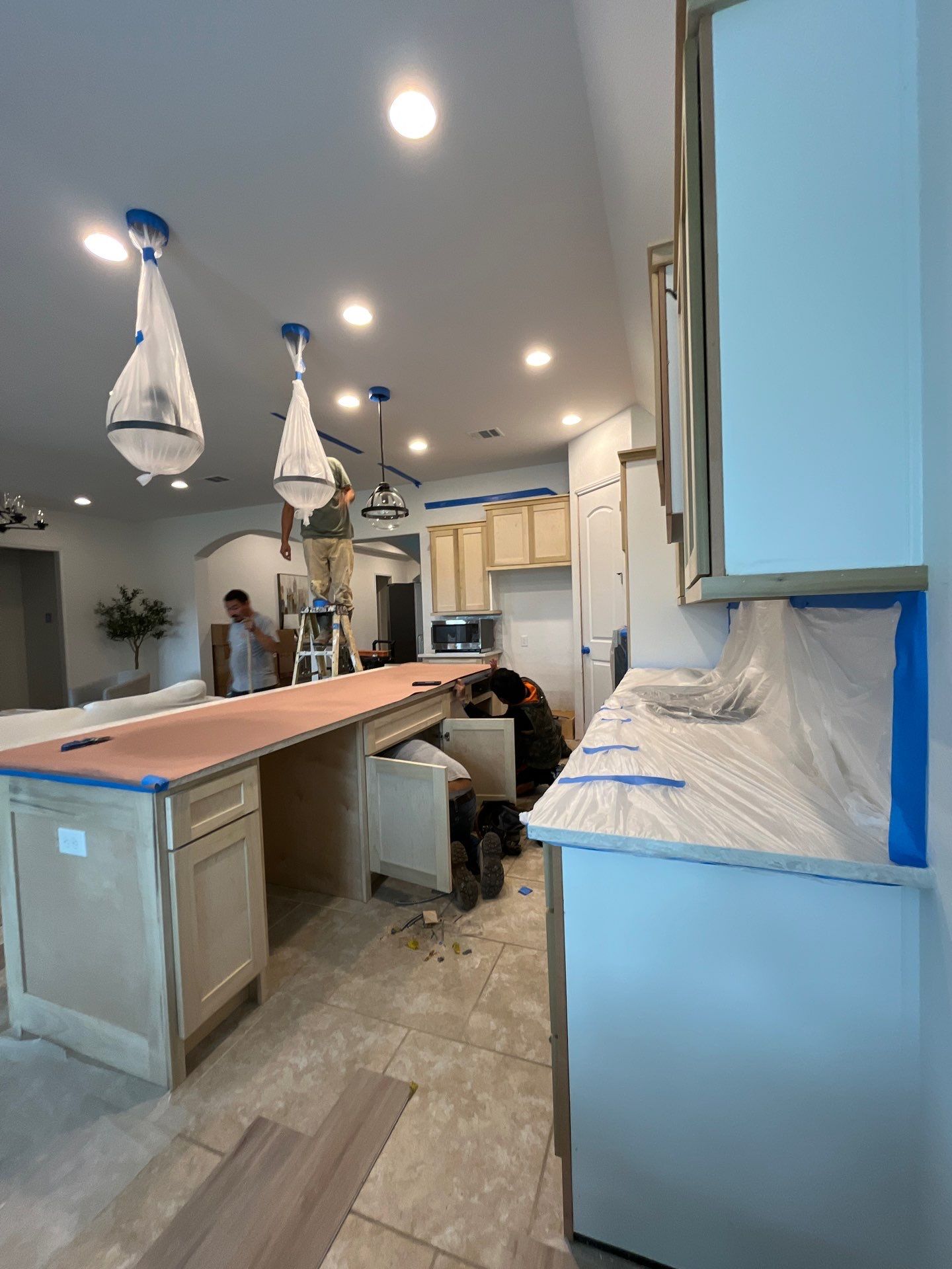 Kitchen Remodel using Water mitigation equipment by L&T General Contractors and Restoration INC